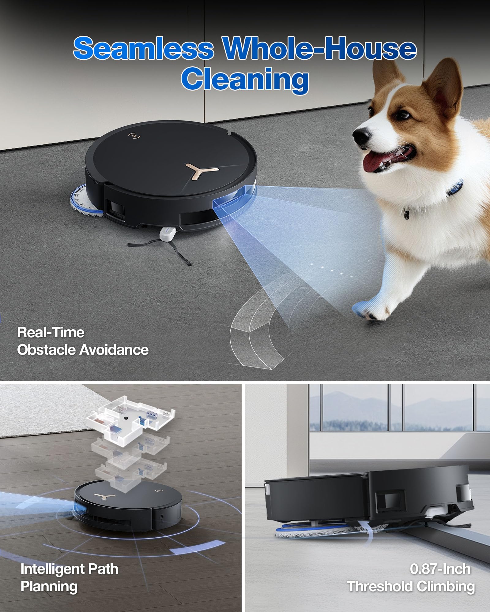 ECOVACS DEEBOT T30S AI Care Robot Vacuum and Mop, 11000Pa, TruEdge Adaptive Edge Mopping, ZeroTangle, AI Instant Re-mop, Hot Water Mop Washing, Self-Emptying & Refilling, Obstacle Avoidance