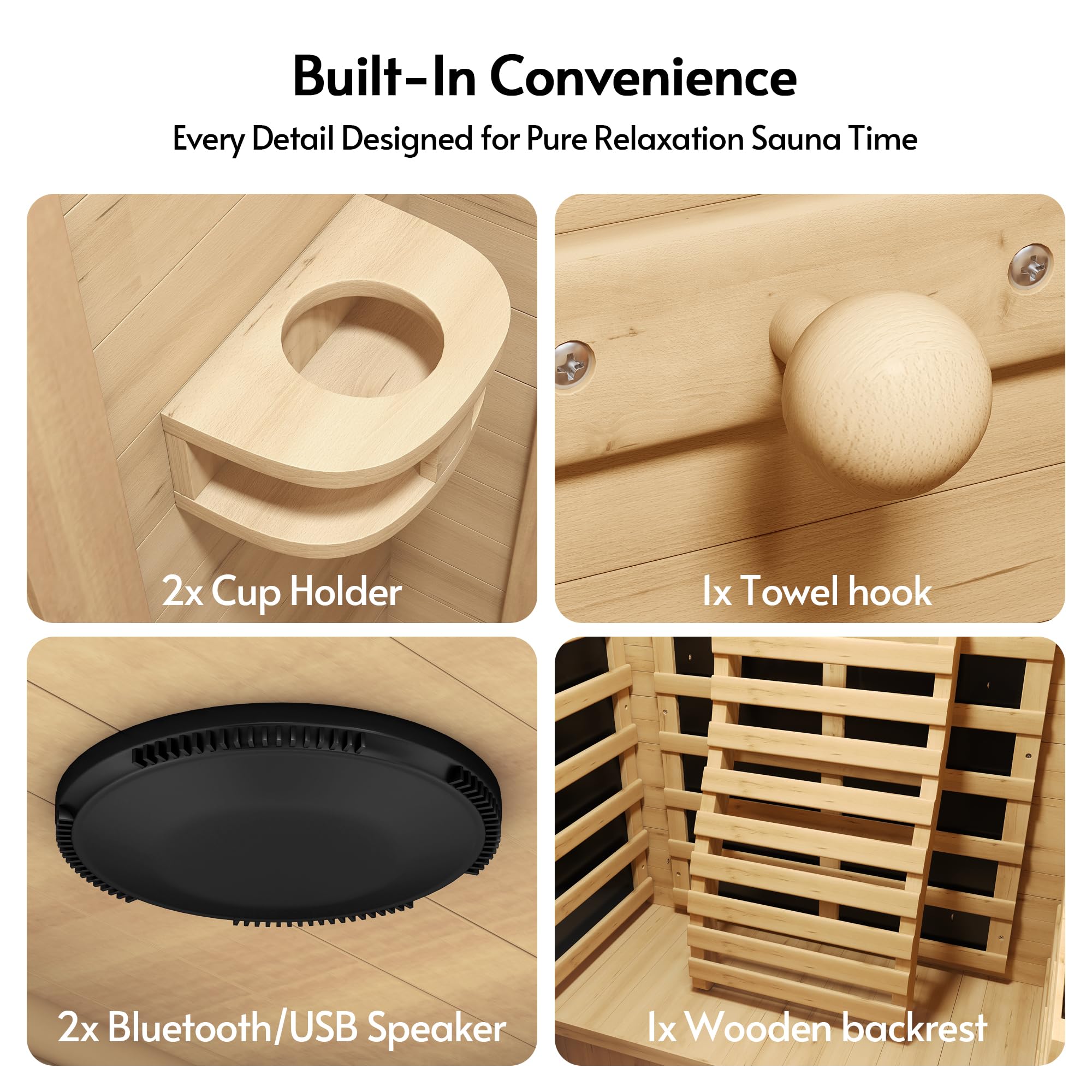 Infrared Sauna at Home 1 Person Mini with 7 Color Full Spectrum, Low EMF 1240W Fast Heating Canadian Hemlock Wood Sauna, Indoor Dry Sauna with Music Speakers for Home, Gym (2.3Lx2.9Wx5.2H Ft)