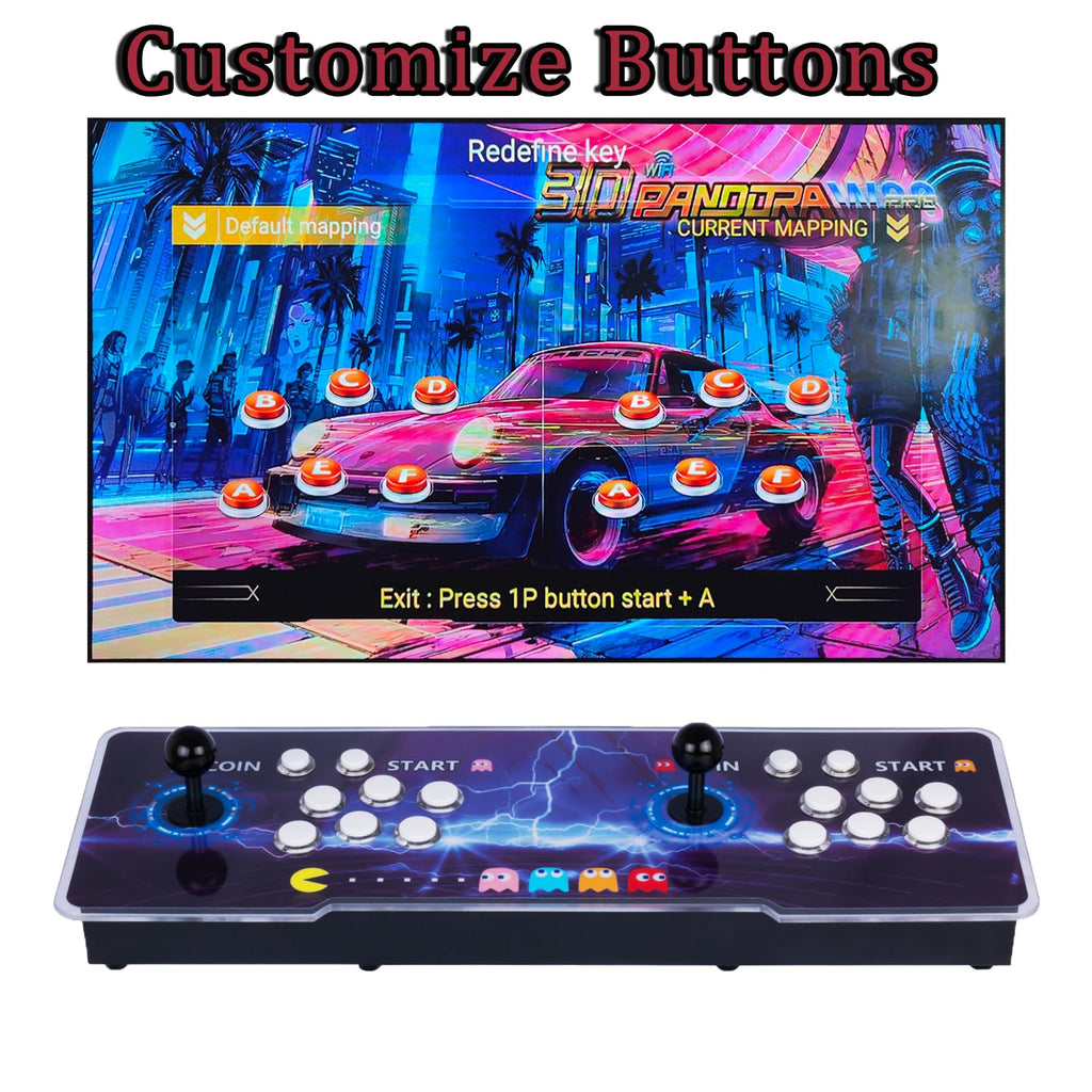 RegiisJoy 36800 in 1 Arcade Game Console Pandoras W88 Pro WiFi Function Game Machine for PC & Projector & TV, 2-4 Players, 1280X720, 3D Games, Search/Hide/Save/Load/Pause Games, Favorite List