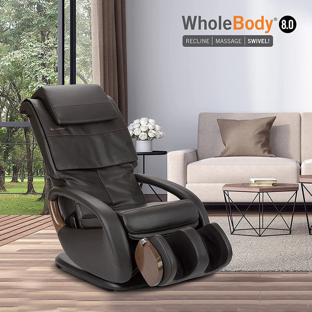 Human Touch WholeBody 8.0 Massage Living Room Recliner Swivel Chair - Full Body Professional Grade Personal Massage - Relaxation w Heat for Targeted Stress + Muscle Pain Relief with Foot Calf â€“ Bone