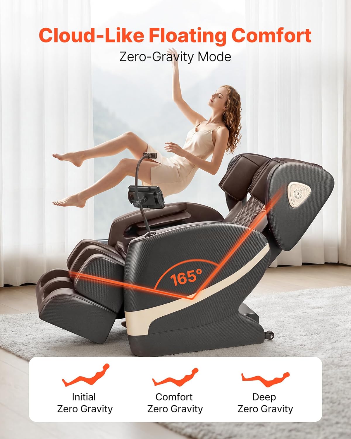VEVOR Massage Chair, Zero Gravity Full Body Massage Chair with 10-Point Rollers, 5 Automatic Modes, 8 Airbags, Waist & Leg Heating, Bluetooth Speaker, Touchscreen Control, for Home and Office Use
