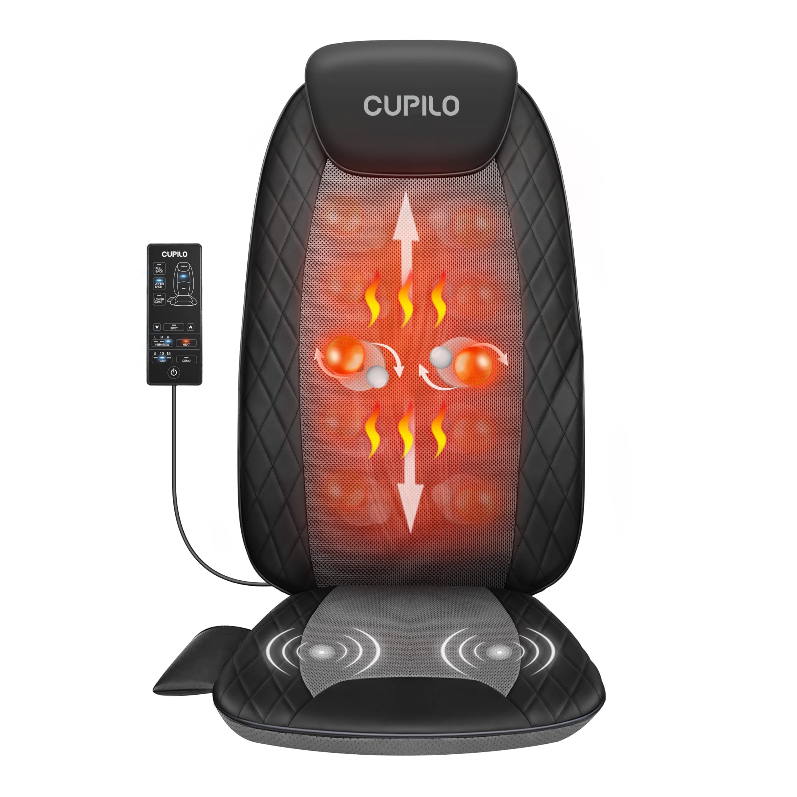 Back Massager with Heat, Massage Chair Pad with 5 Vibrating Modes, 2 Heat Levels Electric Massage Seat Cushion, Massage Pad for Back Pain Relief, Fathers Day Dad Gifts for Men Husband Him Mom Her