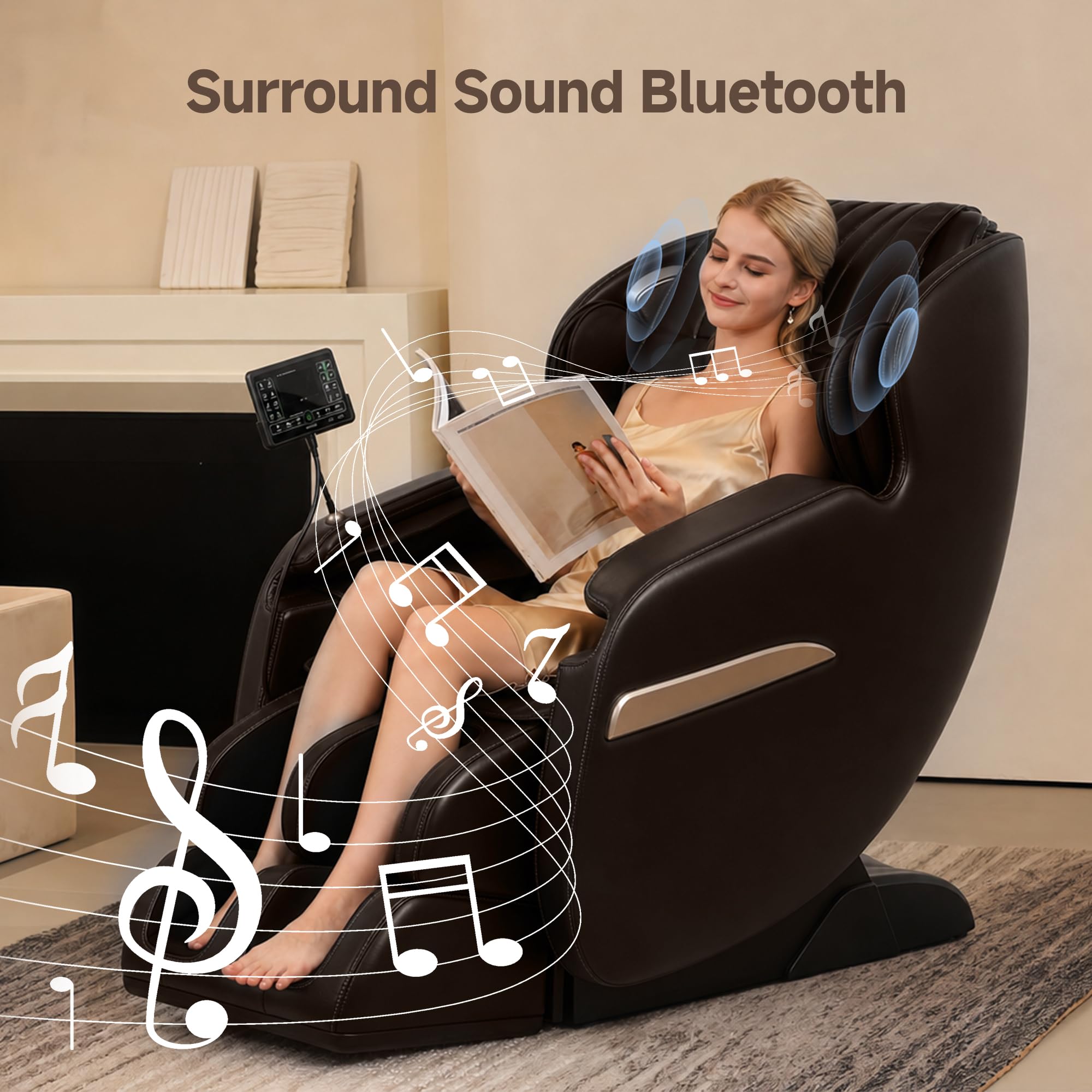 Real Relax 2026 Upgraded 2D SL-Track Massage Chair,Recliner Full Body Zero Gravity with 8 Auto Modes and Upgraded LCD Screen,Added Voice Broadcast,Headrest Cushion,Child Lock and Pause Button,Black