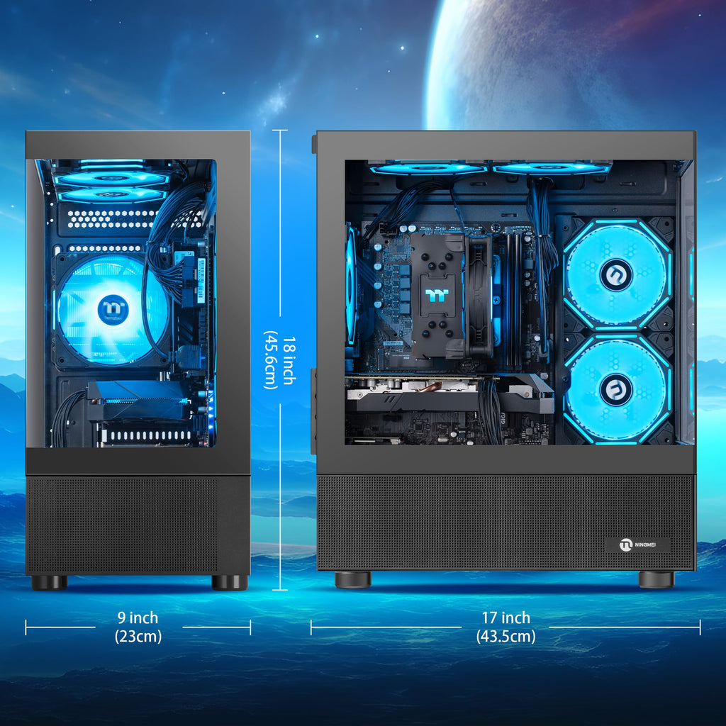 NINGMEI Prebuilt Gaming PC AMD Ryzen 7 5700X RTX 5060 8GB | 32GB DDR4 RAM 1TB Gen4 NVMe M.2 SSD,650W PSU WiFi Ready & Windows 11 Home Gaming Desktop Computer Black