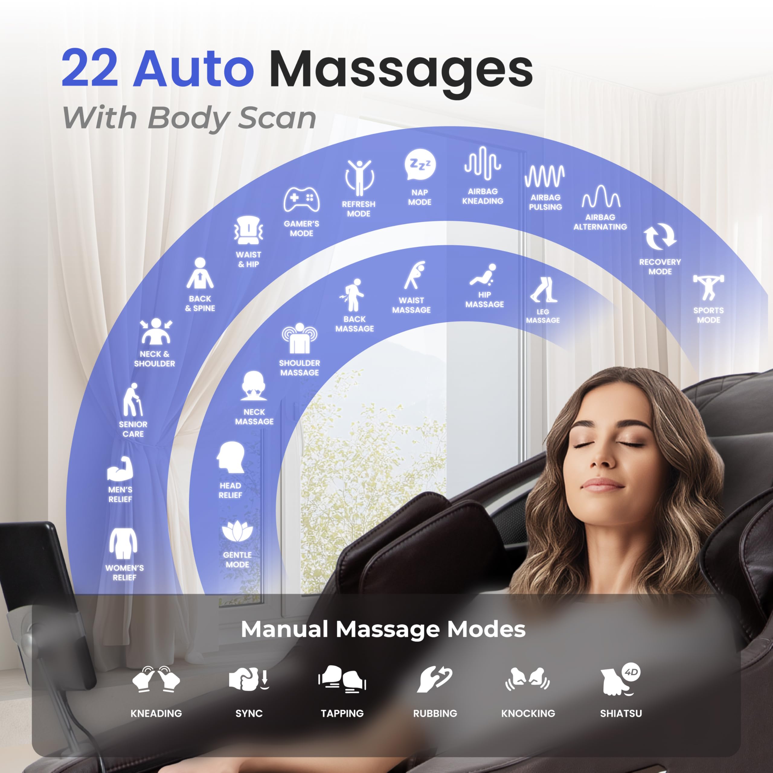 Osaki 2026 4D Ion l Full Body Massage Chair l 4D Massage Mechanism l Voice Control l 24 Auto Massages l SL-Track l Zero Gravity l Touchscreen Controller l Bluetooth Speaker (Brown)