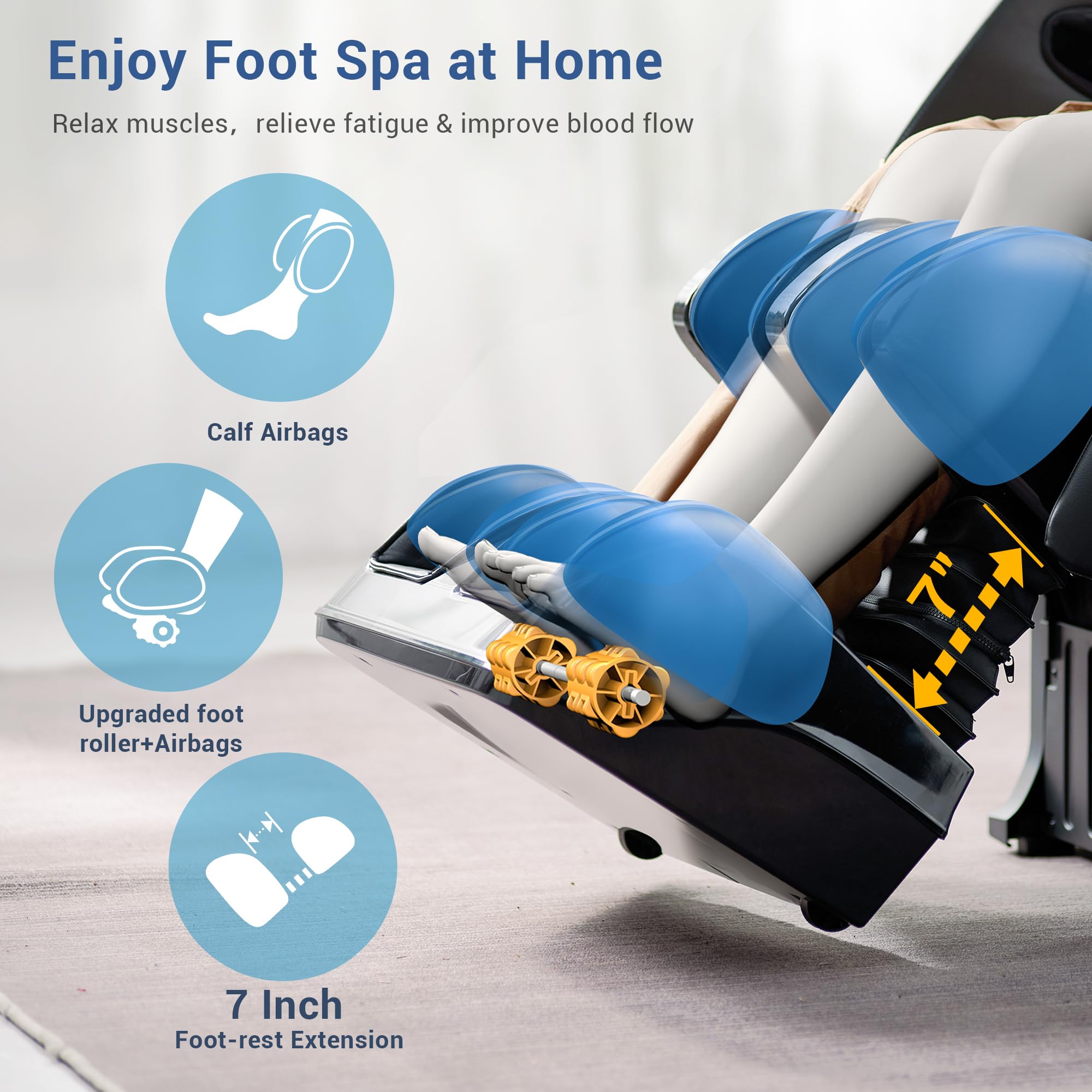 MYNTA Massage Chair Full Body, 170° Flexible SL Track Shiatsu 3D Massage Chairs with Zero Gravity, Bluetooth Speaker, Airbags & Heating, MC1650(Grey)