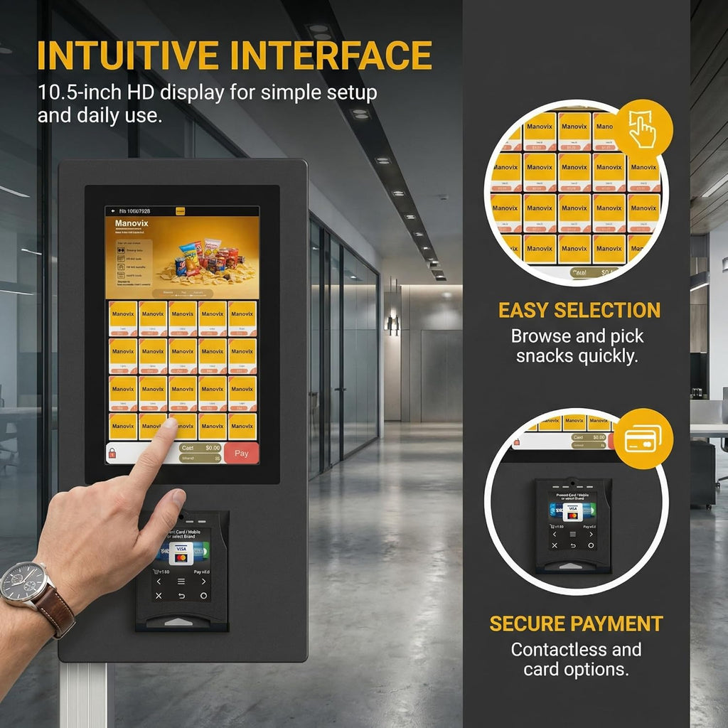 Mini Commercial Vending Machine with Card Reader Snack and Drink Combo 36 Slots Refrigerated Vending Machines for Business