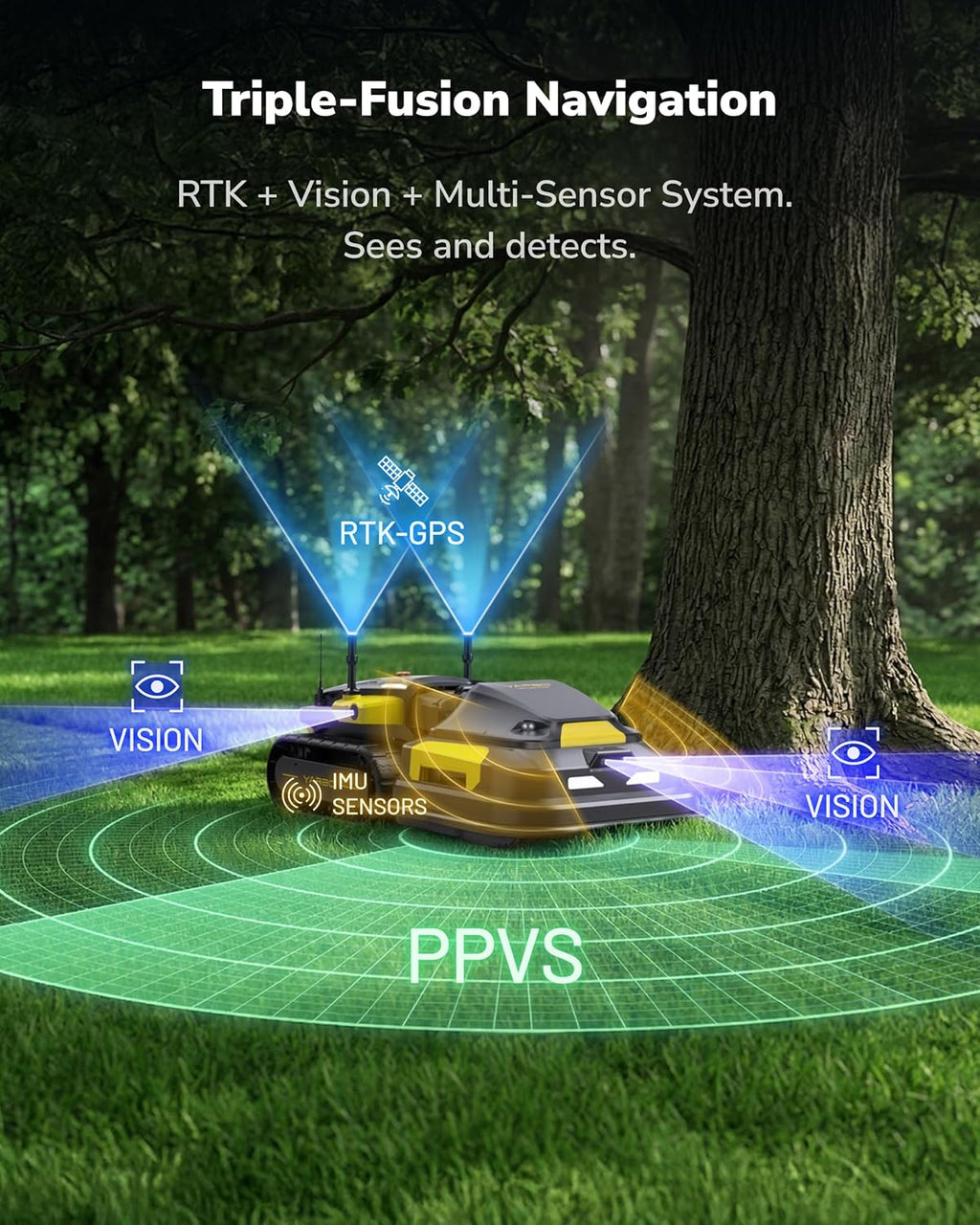 YARBO Robot Lawn Mower for Large Yard up to 6 Acres, Perimeter Wire Free, Modular Design, 1.2"-4.0" Cutting Height, 70% Slopes, Auto Recharging, AI Vision & RTK for Navigation