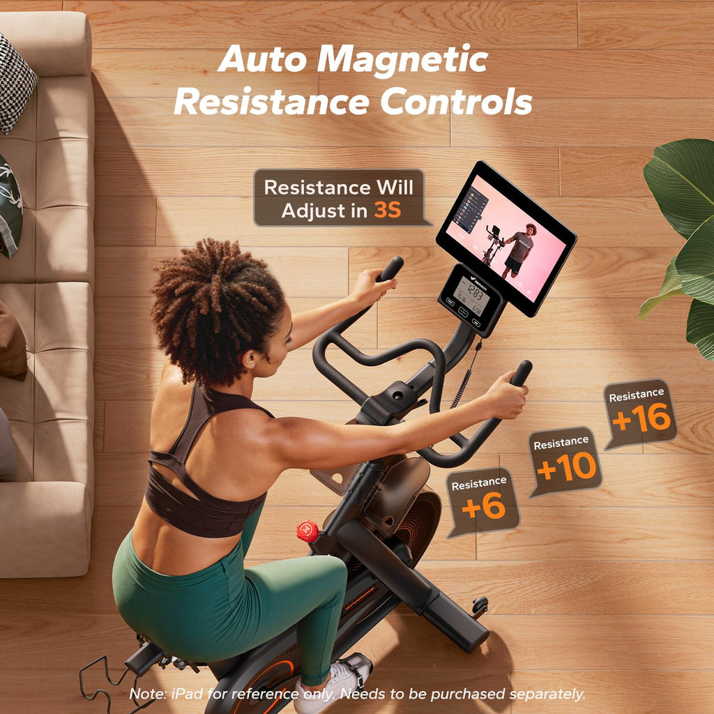 Merach Magnetic Exercise Bike, Heavy Duty Stationary Bike with Automated Resistance, 300 350 Lbs Weight Capacity, Low Noise Indoor Workout Bike for Home Gym with Self-Developed App