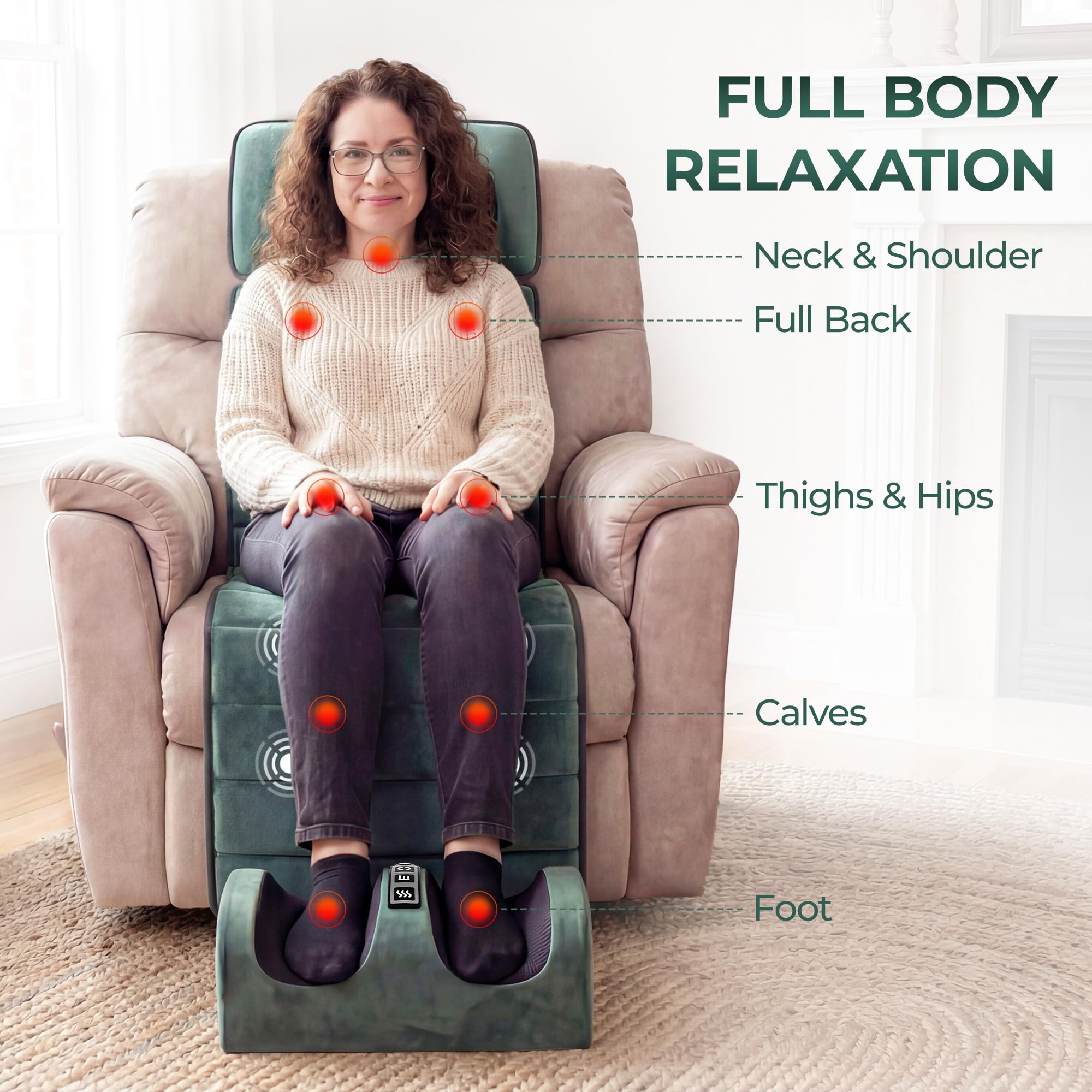 Full Body Massage Mat with Heat, Detachable Massager Pad Deep Tissue Pain Relief,10 Vibrating Motors for Relaxation at Home or Office