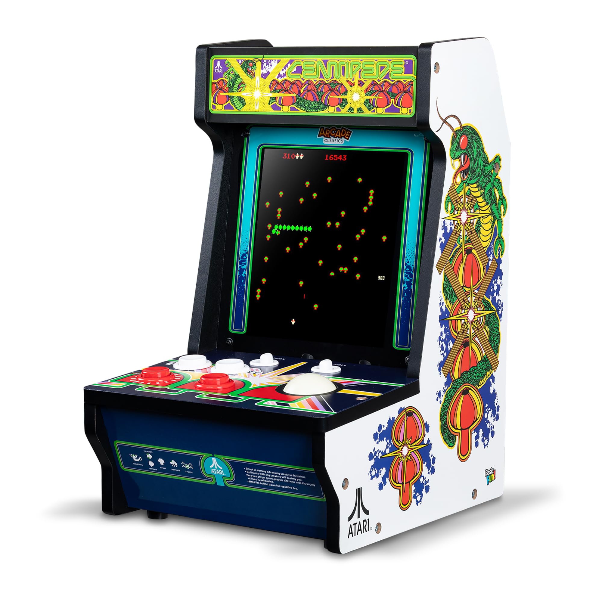 Arcade Classics - Atari Asteroids Counter Series Game Machine, 5 Games, 8" Liquid Crystal Screen - Mini Cabinet, Portable Gaming, Retro, Countertop Console, Basement Decoration, Man Cave