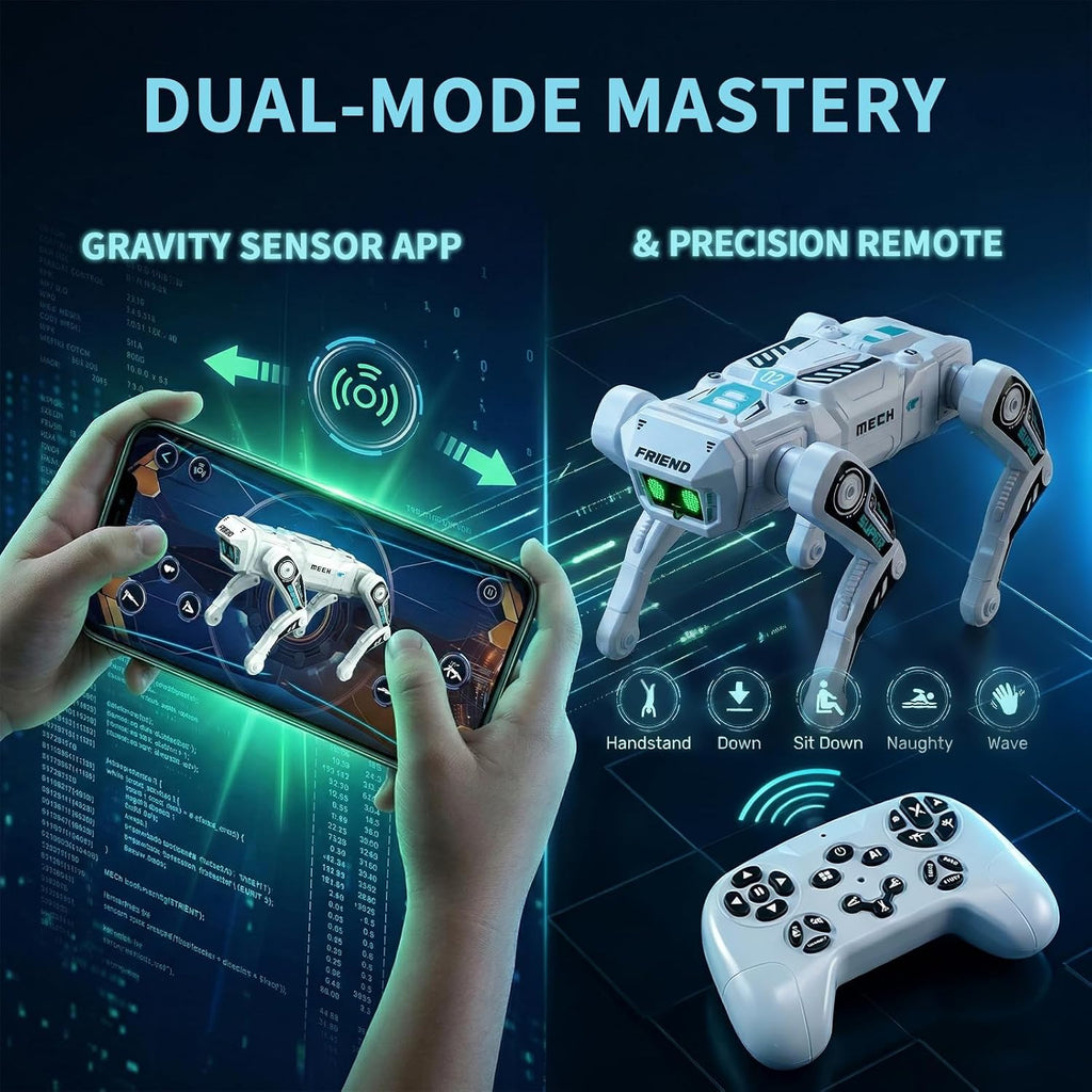 Smart Robot Dog for Kids 3-12, App & Remote Control RC Stunt Puppy, Programmable STEM Toy with AI Emotion Mode & 30+ Actions - Interactive Electronic Pet Gift for Boys Girls