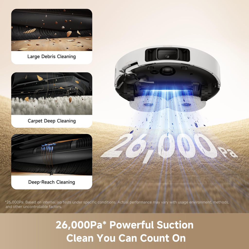 Mova P10 Pro Ultra Robot Vacuum and Mop 13,000Pa Suction, 140°F Hot Water Auto Mop Washing & Drying, Dual Spinning Extenable Mop,10.5mm Lifting for Carpet, 360°Obstacle Avoidance, App Control