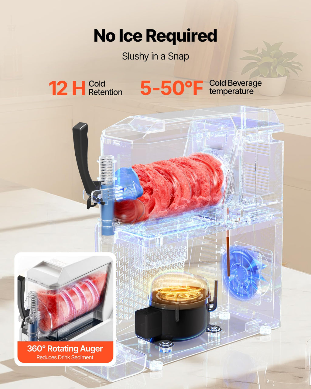 VEVOR Slushie Machine, 6L/1.6Gal Commercial Slushy Maker, Frozen Drink Maker with Self-Cleaning, Margarita Machine for Restaurants Bars Party for Slushie, Margaritas, Milkshake & More