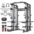 Unive Fitness Smith Machine, Commercial-Grade All-in-One Home Gym Power Cage with Squat Rack, Dual Cable Crossover & Pulley System, Complete Attachments for Full Body Workouts