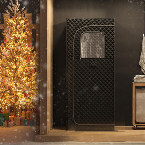 1 Person 5.2Ft Mini Infrared Sauna, 7 Color Full Spectrum Wood Dry Sauna. Canadian Hemlock Indoor Saunas with 1240W 20Min Fast Heating & Music Speakers for Home & Gym (28 Lx35 Wx63 H)
