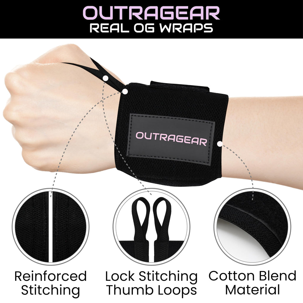 18" OG-Grade Wrist Wraps for Weightlifting – Heavy Duty Wrist Support with Thumb Loop & Lockdown Strap – Wrist Straps for Powerlifting, Bench Press & Gym Training