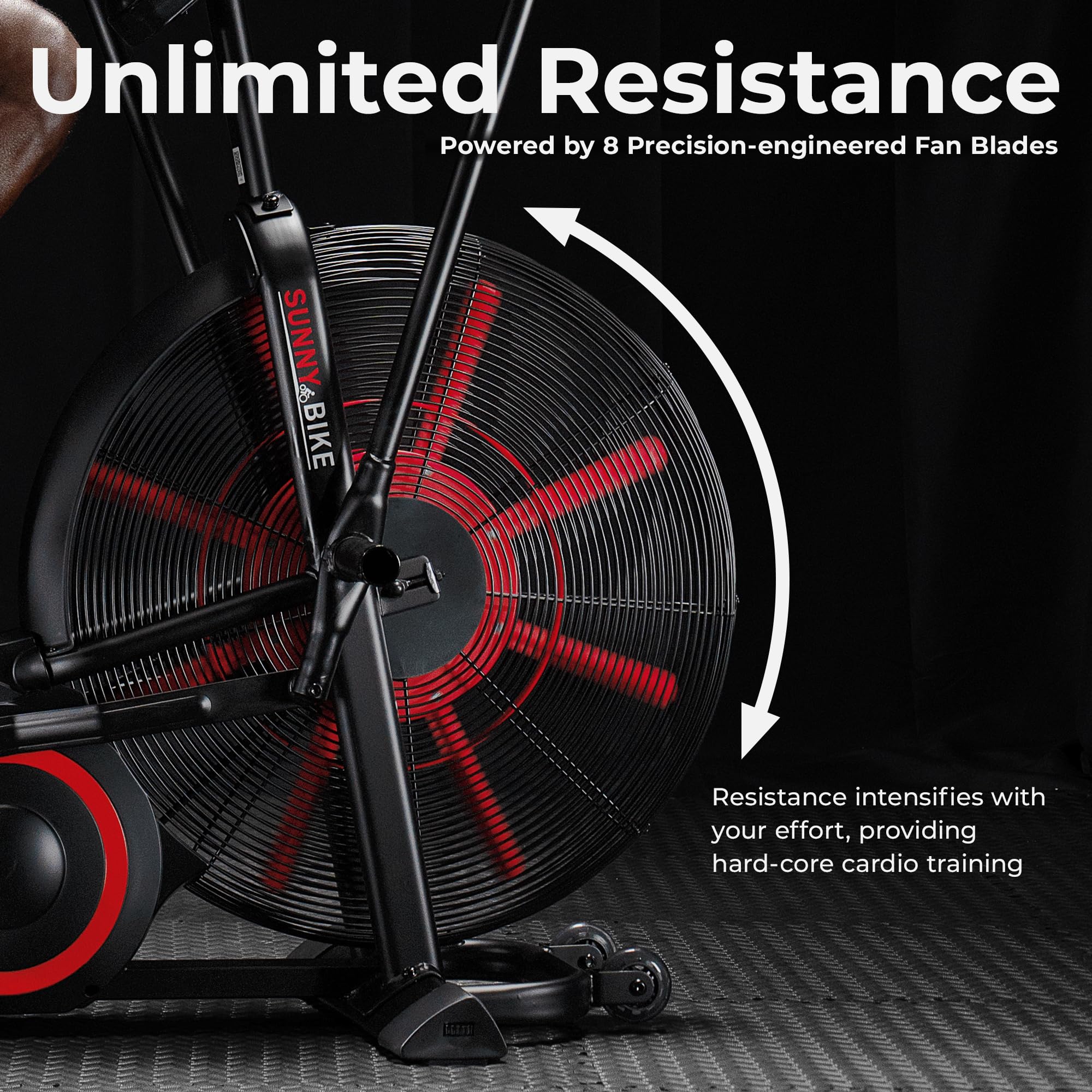Sunny Health & Fitness Smart Fan Bike for Home Gym, Full Body HIIT & Interval Cardio Training with Air Resistance, Customizable Performance Monitor & Free SunnyFit App Connectivity – SF-B223018