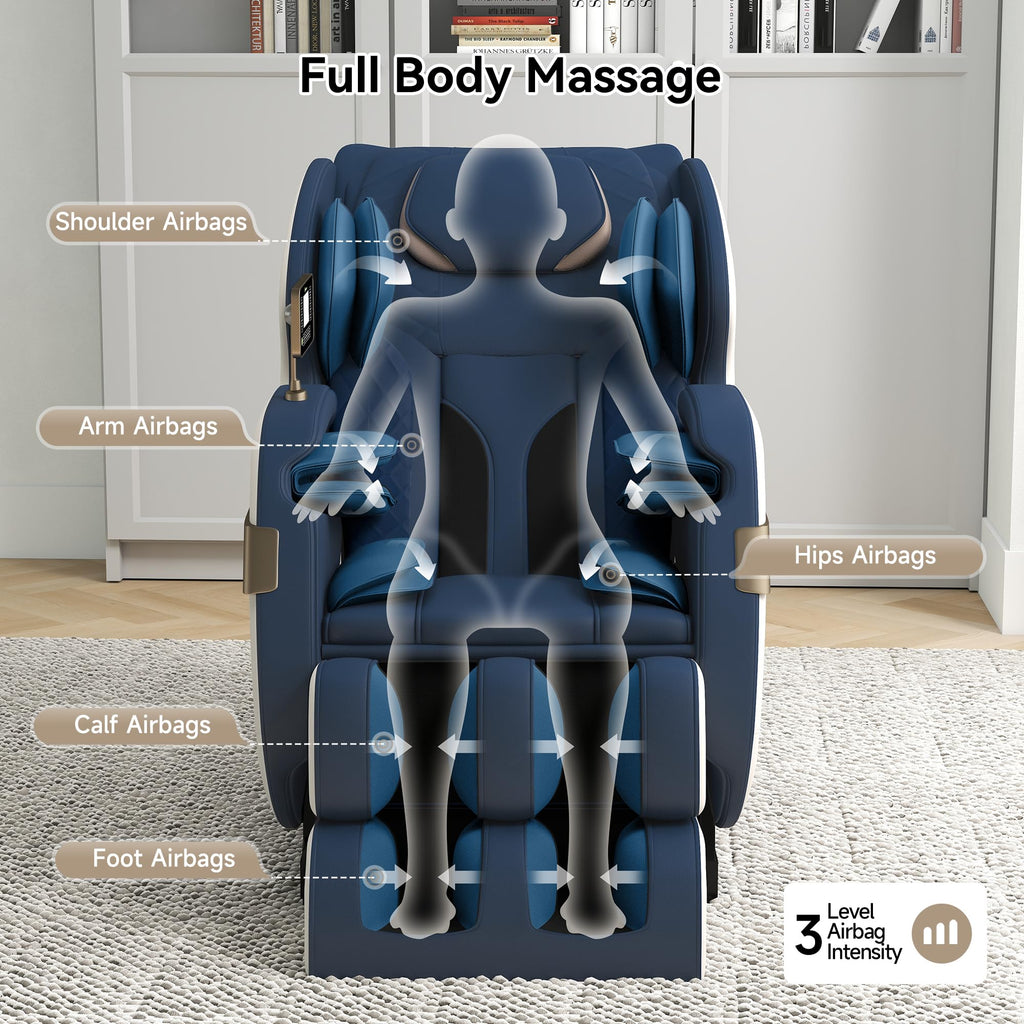Real Relax Massage Chair Full Body of Dual Core S Track,Zero Gravity Realiner with App Control,Bluetooth,Foot Roller,Home or Office Use,Black and Gold