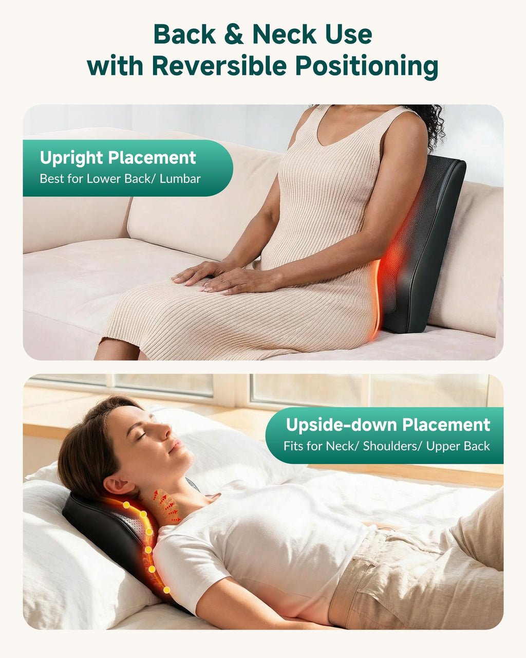 Snailax Shiatsu Back Massager for Back Pain Deep Tissue, Lower Back Neck Massager with Heat, 3D Kneading Back Massager for Chair, Massage Pillow as Gifts for Mom, Dad, Women