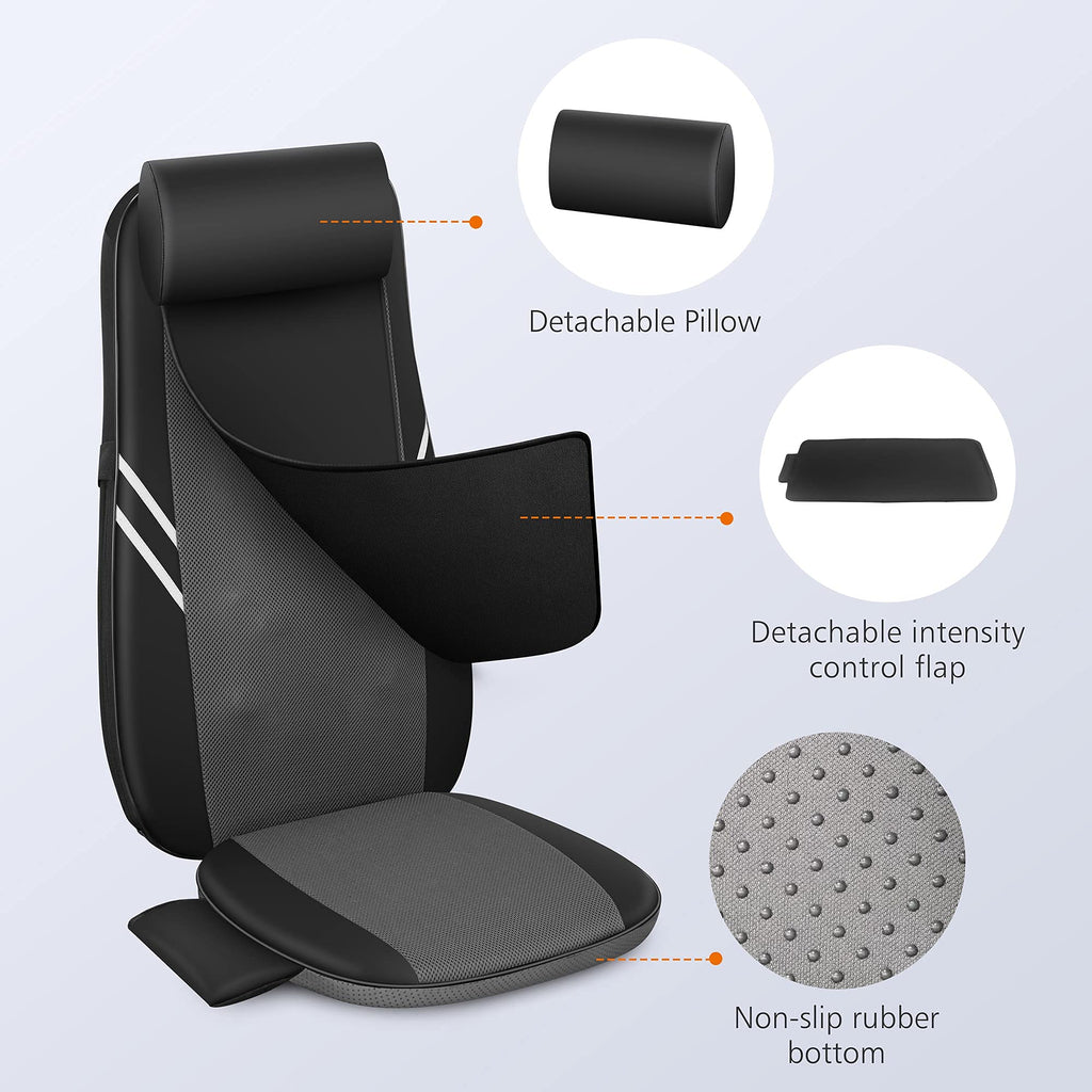 Snailax Shiatsu Back Massager for Back Pain Deep Tissue, Lower Back Neck Massager with Heat, 3D Kneading Back Massager for Chair, Massage Pillow as Gifts for Mom, Dad, Women