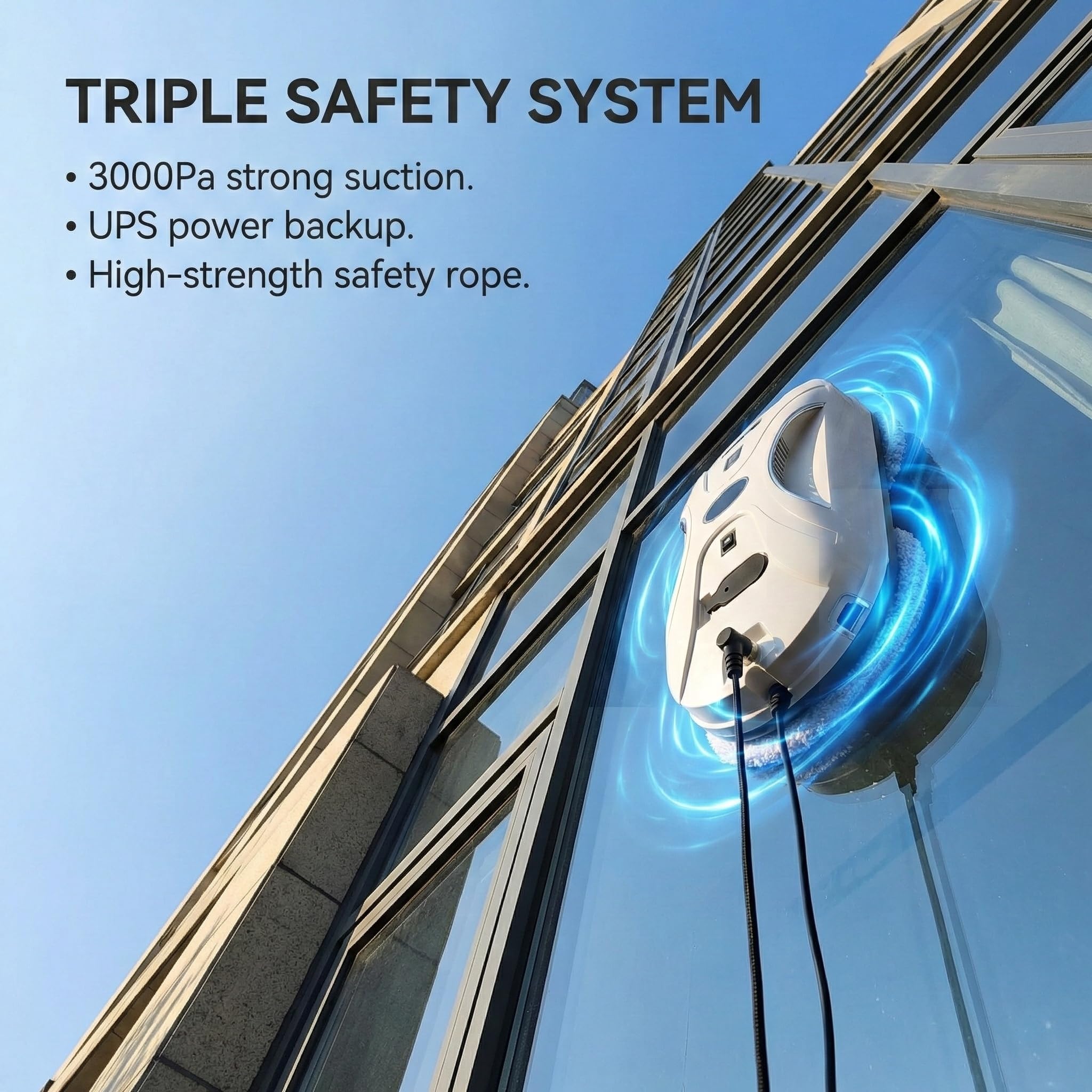 Automatic Window Cleaning Robot, Window Cleaner Robot Auto Dual Spray, 2026 Model Robot Limpia Vidrios AI Path Planning, 3000Pa Suction, Remote Control, Edge Detection for Streak-Free Glass - SS1