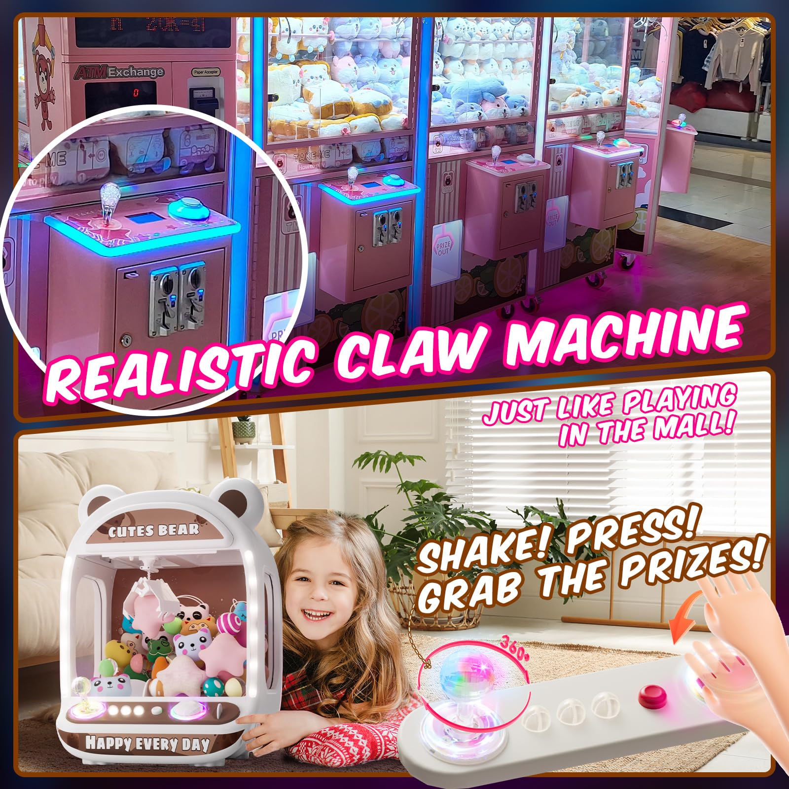 Skirfy Claws Machines for Kids,Unicorns Toys for Girls Age 6+,Mini Vending Machines with Squishyes Fidgets Toys,Candy Dispenser Machines,Claws Game, New Years Birthday Gifts