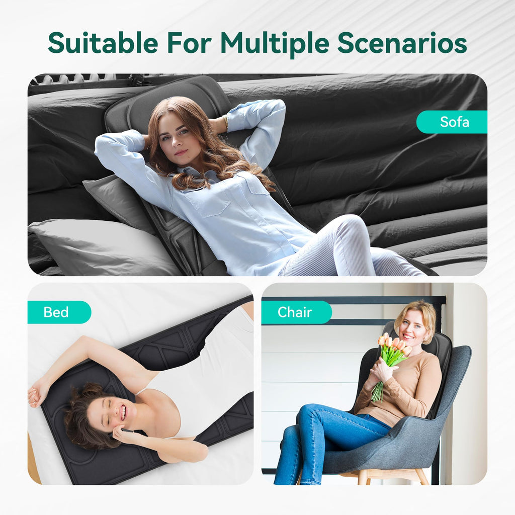 Snailax Full Body Massage Mat Pad for Bed, Massage Chair Pad with 10 Vibration Motors & 5 Massage Modes, Vibrating Heating Massager Mattress Pad for Back, Fathers Day Gift for Dad Men Women