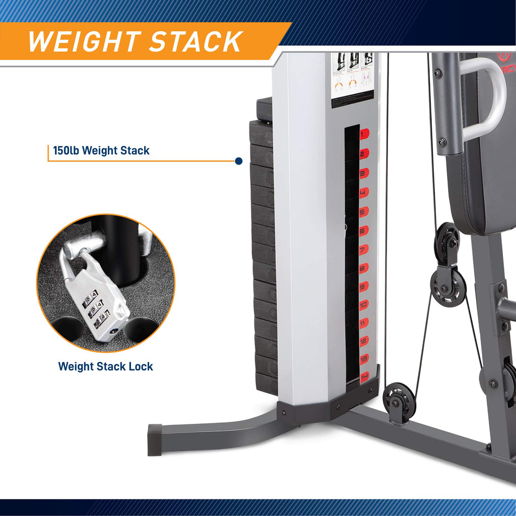 Marcy Multifunctional Workout Station 100lbs to 200lbs Stack Home Gym for Weightlifting and Bodybuilding