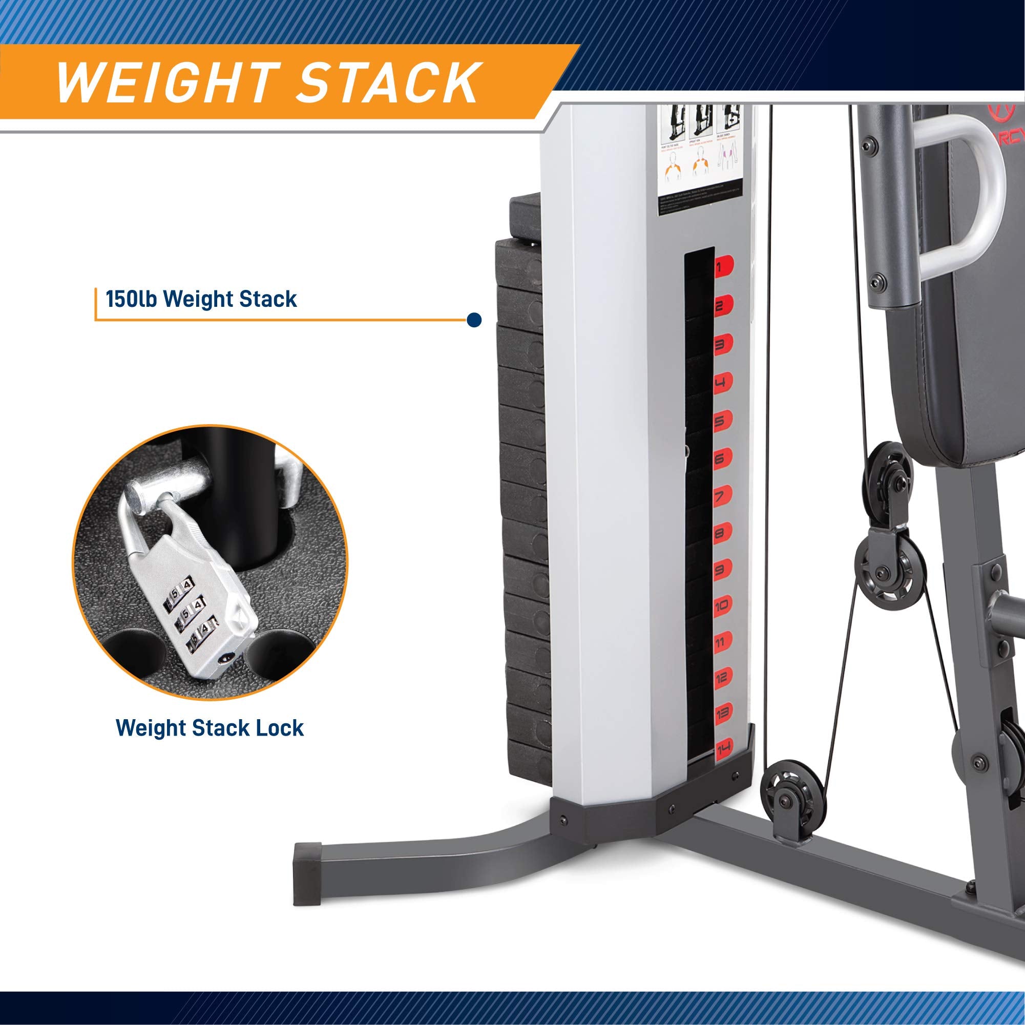 Marcy Multifunctional Workout Station 100lbs to 200lbs Stack Home Gym for Weightlifting and Bodybuilding
