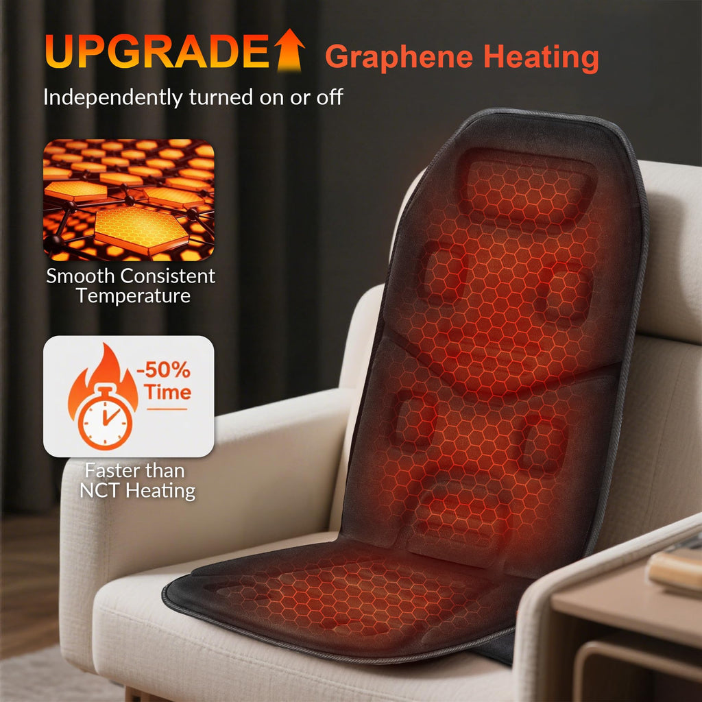 COMFIER Vibration Back Massager Seat Cushion with Heat,Father Day Dad Gifts for Men,10 Motors Massage Chair Pad,Chair Massager for Pain Relief at Office/Home, Father Day Gift