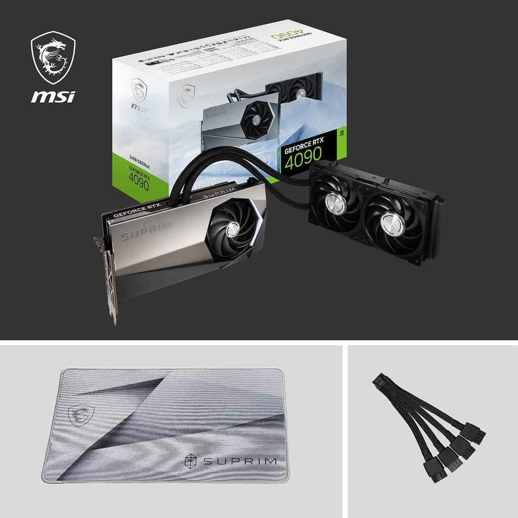 MSI GeForce RTX 4090 SUPRIM Liquid X 24G Gaming Graphics Card - 24GB GDDR6X, 2625 MHz, PCI Express Gen 4, 384-bit, 3X DP v 1.4a, HDMI 2.1a (Supports 4K & 8K HDR)
