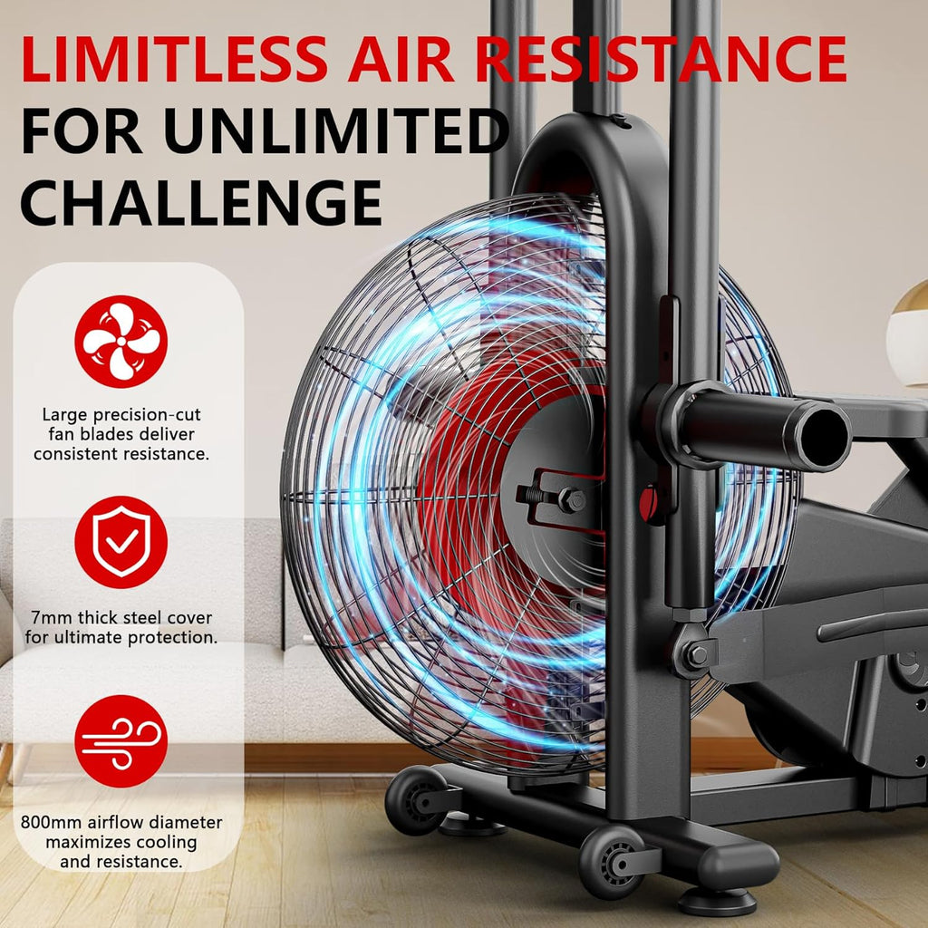 Wenoker Stationary Bike, Air Bike with Smart APP, ISCC PLUS Certified, Dual Action Handlebars Exercise Bike 350LBS Capacity for Home Gym HIIT Full Body Workout