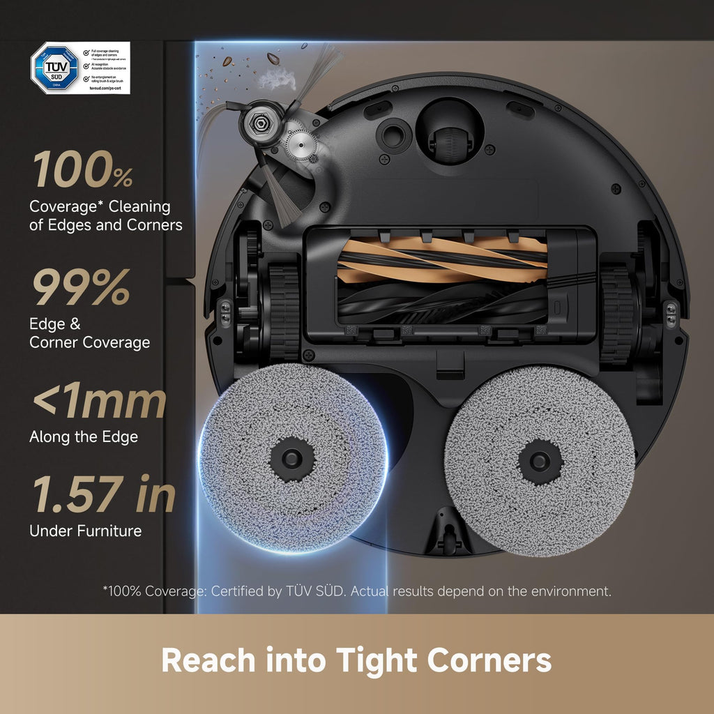 DREAME Aqua10 Roller AE Robot Vacuum, Roller Mop Fresh Water Mopping, Carpet-Safe Roller Guard, Auto-Empty, 30,000Pa Suction, 212℉ Hot Water Mop Washing, Hot Air Drying, 100% Detangling, Voice Control