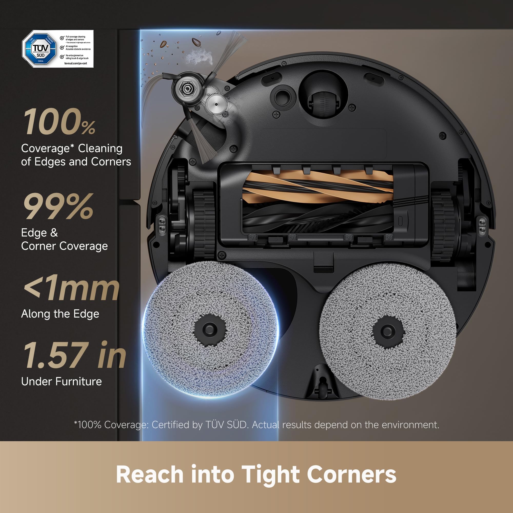 DREAME Aqua10 Roller AE Robot Vacuum, Roller Mop Fresh Water Mopping, Carpet-Safe Roller Guard, Auto-Empty, 30,000Pa Suction, 212℉ Hot Water Mop Washing, Hot Air Drying, 100% Detangling, Voice Control