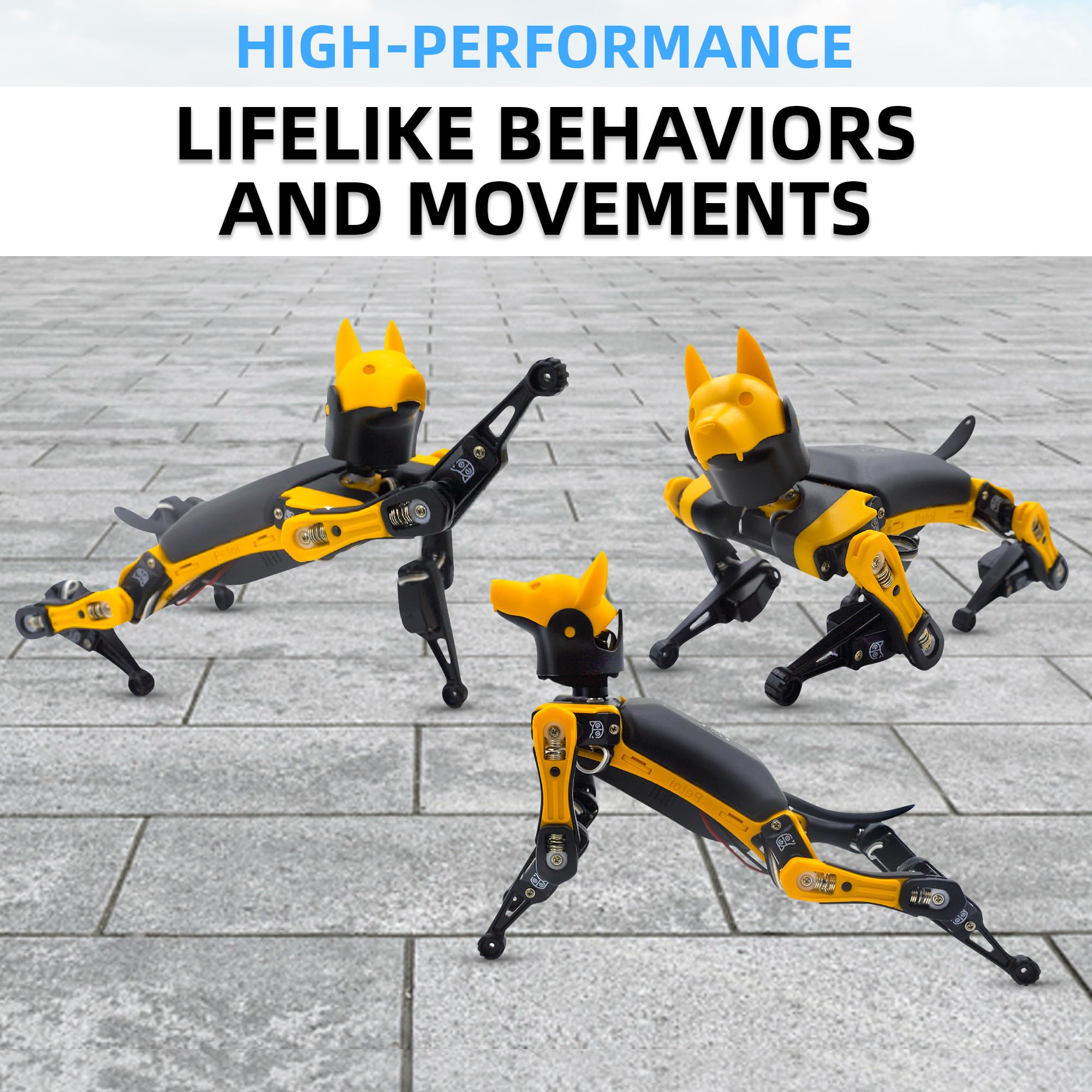 Petoi Programmable Robot Dog Bittle X V2 Lite Servo | Coding Smart Robot Dog Kit, Voice Controlled, Quadruped Interactive Robot for Kids (Bittle X V2 - lite servos - Construction - Yellow + Black)
