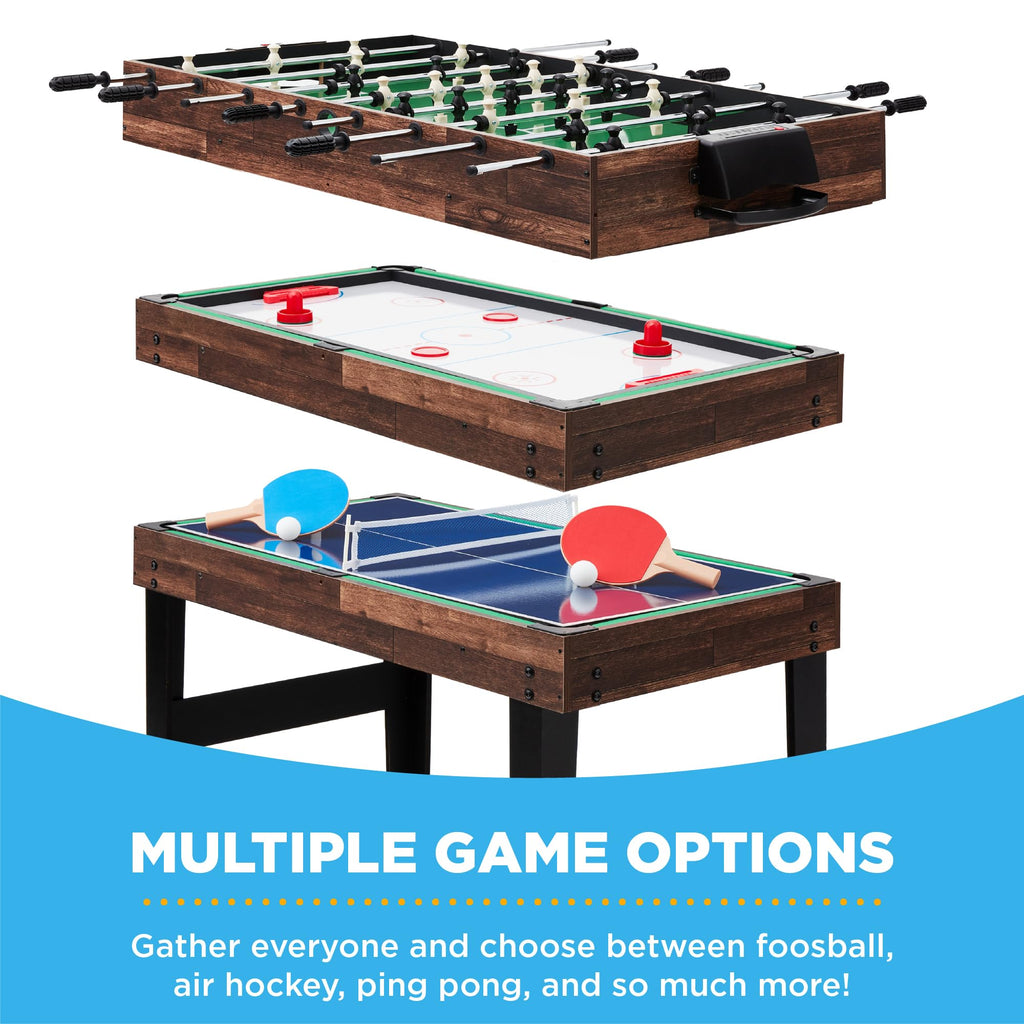 Best Choice Products 2x4ft Combo Game Table Set for Home, Game Room, Friends & Family w/Hockey, Foosball, Pool, Shuffleboard, Ping Pong, Chess, Checkers, Bowling, and Backgammon