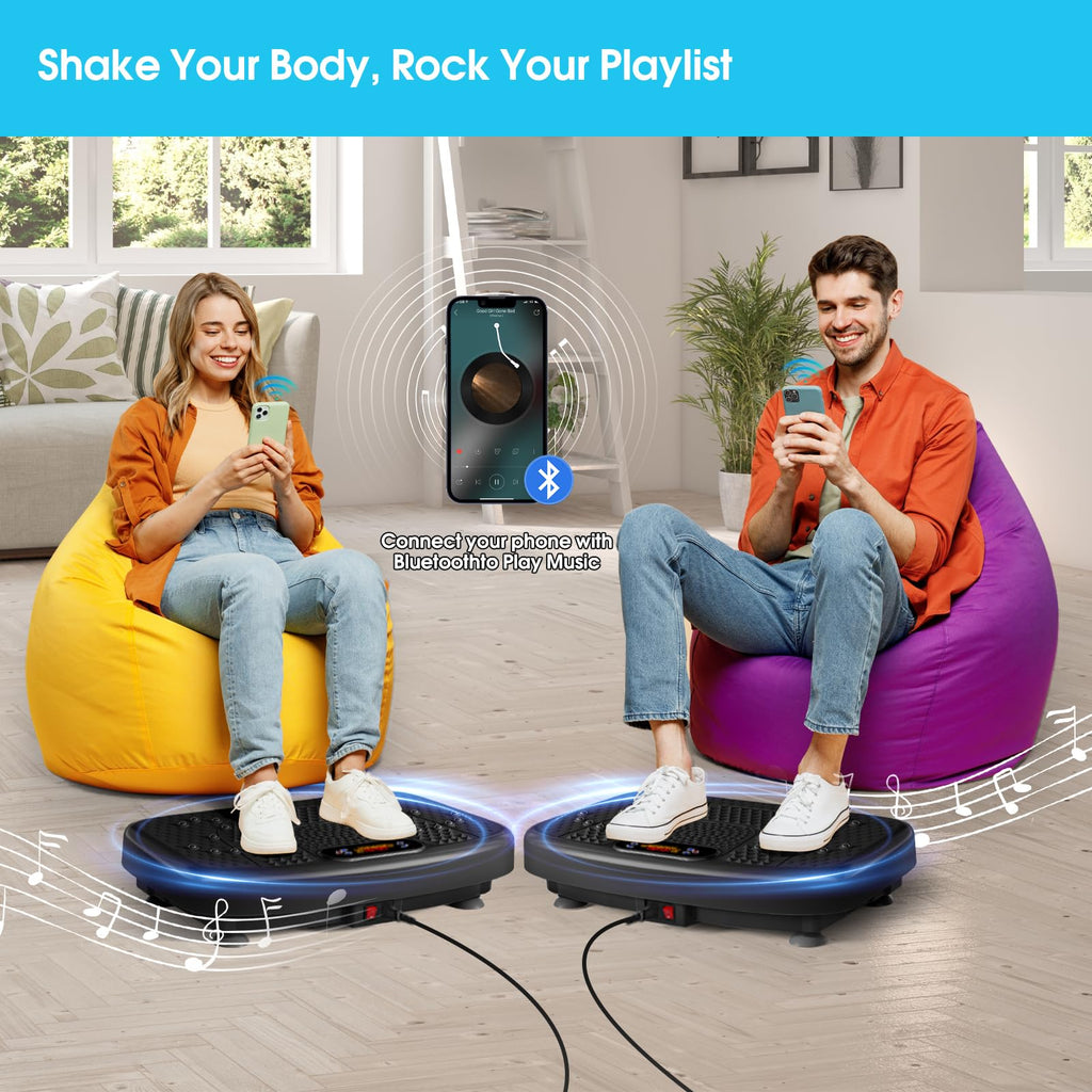SoftGym Waver Vibration Plate Exercise Machine for Lymphatic Drainage Weight Loss,120 Speed Levels Vibrating Platform with Resistance Bands,Full-Body Workout Equipment for Muscle Toning