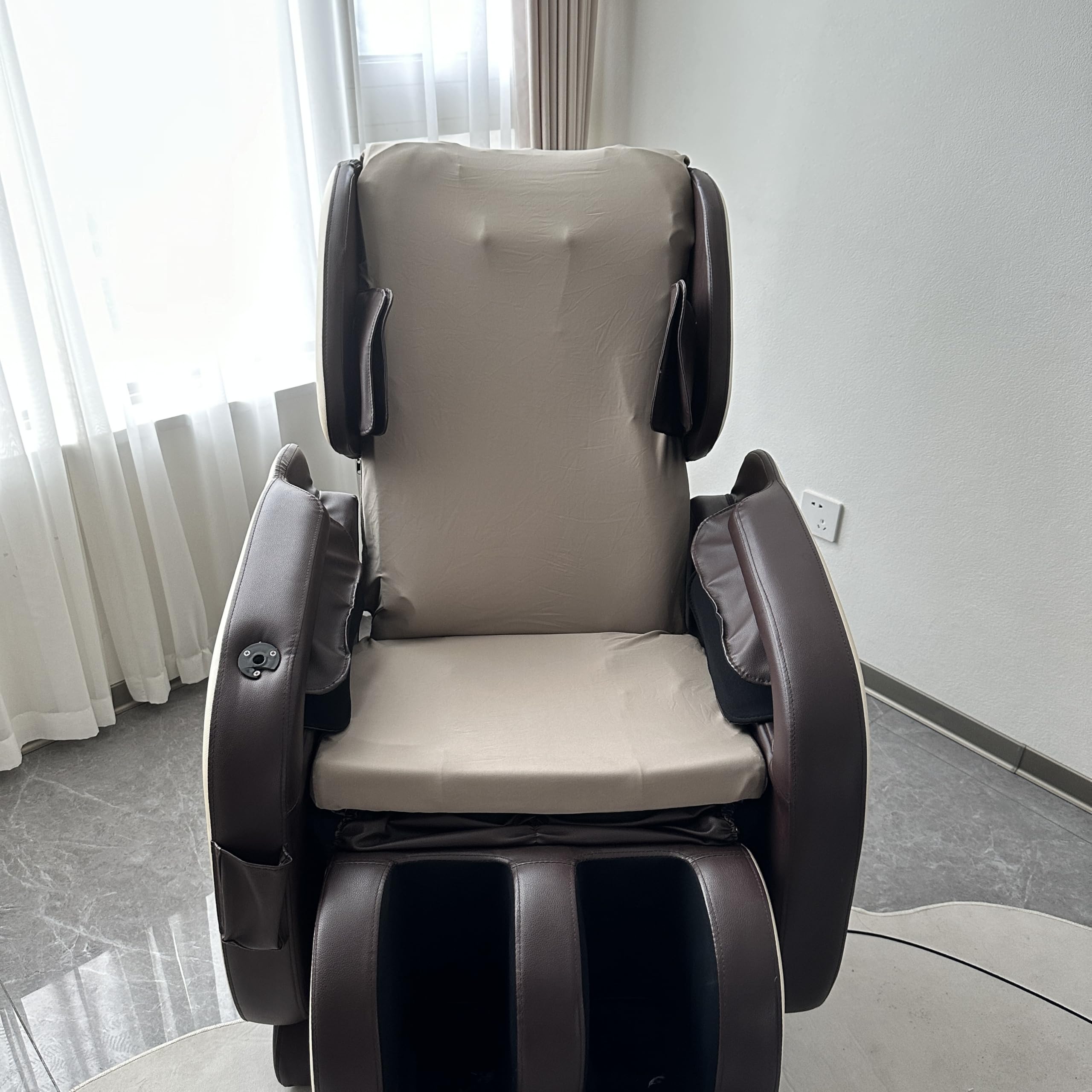 Full Body Massage Chair Cover-Shiatsu Slipcover Recliner Chair Cover,Universal Washable Stretch Fabric Armchair Slipcovers,Dust Protection Sofa Covers,Brown,Body