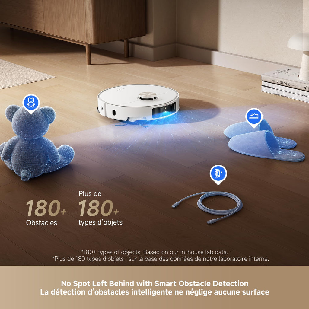 DREAME L60 Ultra Robot Vacuum and Mop, 35,000Pa Suction, Detangling Brush, AI-Enhanced 3D ToF Vision, 100℃ Mop Self-Cleaning, 280+ Object Types, Extendable Side Brush and Mop, White