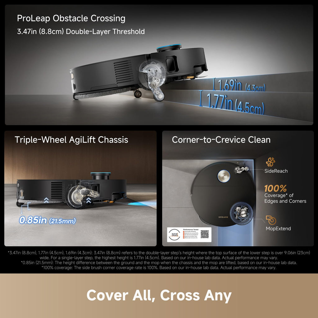 DREAME X60 Max Ultra Complete Robot Vacuum and Mop, Ultra-Thin Design, 35,000Pa Suction, Self Emptying&Refilling, Mop Self-Cleaning, 280+ Obstacle Avoidance, White