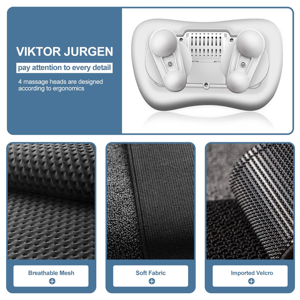 VIKTOR JURGEN Fathers Day Dad Gifts, Shiatsu Back Massager with Heat – Deep Tissue Massage for Neck, Shoulder, Back Pain Relief, Electric Kneading 3D Massage Pillow Gifts for Men Women Mom, Christmas
