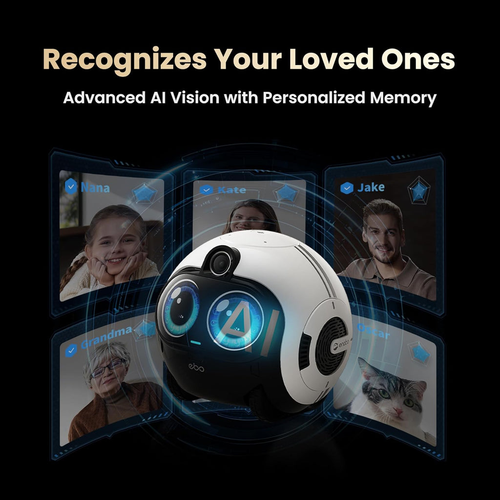 Enabot EBO Max FamilyBot AI Home Camera: 4K Camera Robot Companion, Manual Mapping, V-SLAM, 2-Way Video Call, Auto-Recharge, Smart Patrol, Gift for Long Distance, Pets, Kids & Elderly