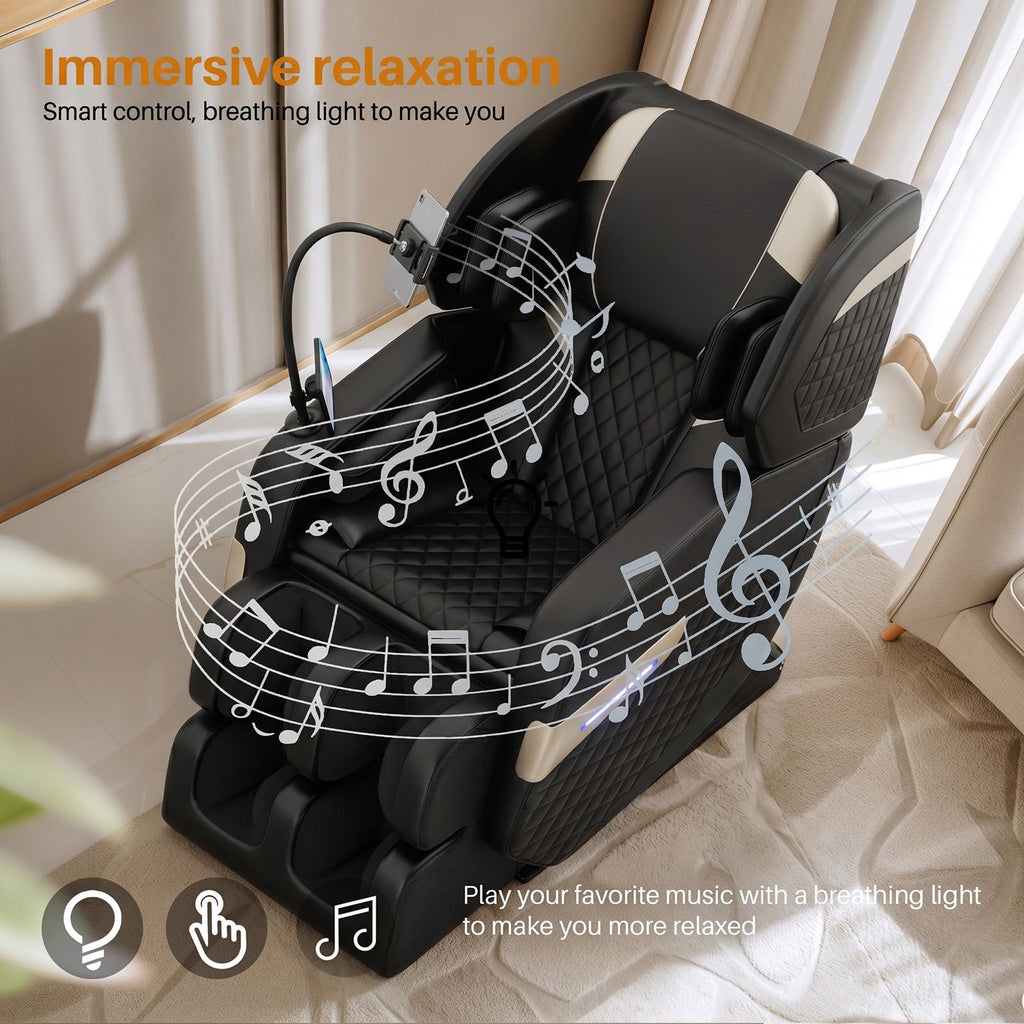 Massage Chair Full Body, Zero Gravity Recliner Massage Chair with Back Heat, 8 Fixed Rollers, Foot Massage, Airbags, Touch Screen for Home and Office