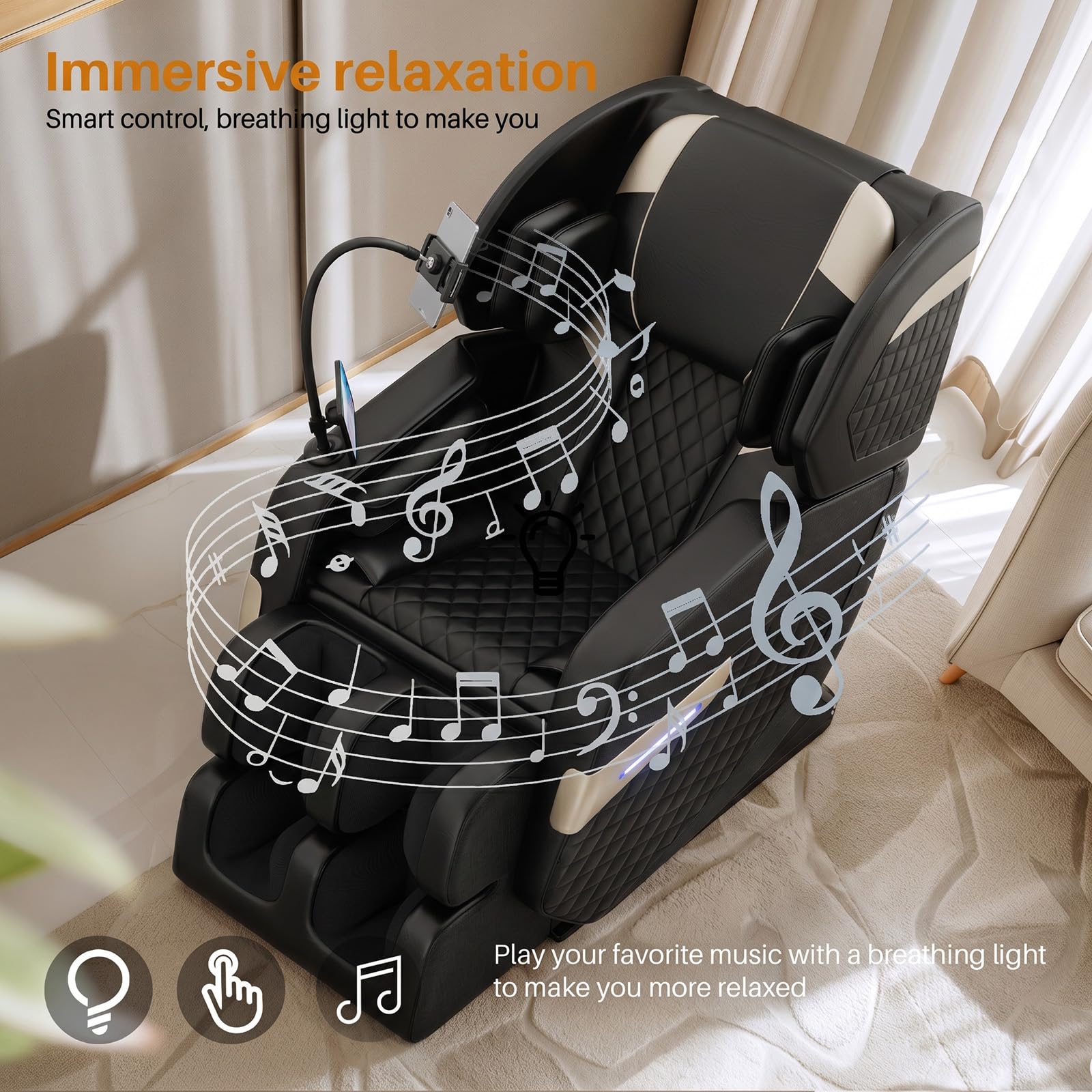 Massage Chair Full Body, Zero Gravity Recliner Massage Chair with Back Heat, 8 Fixed Rollers, Foot Massage, Airbags, Touch Screen for Home and Office