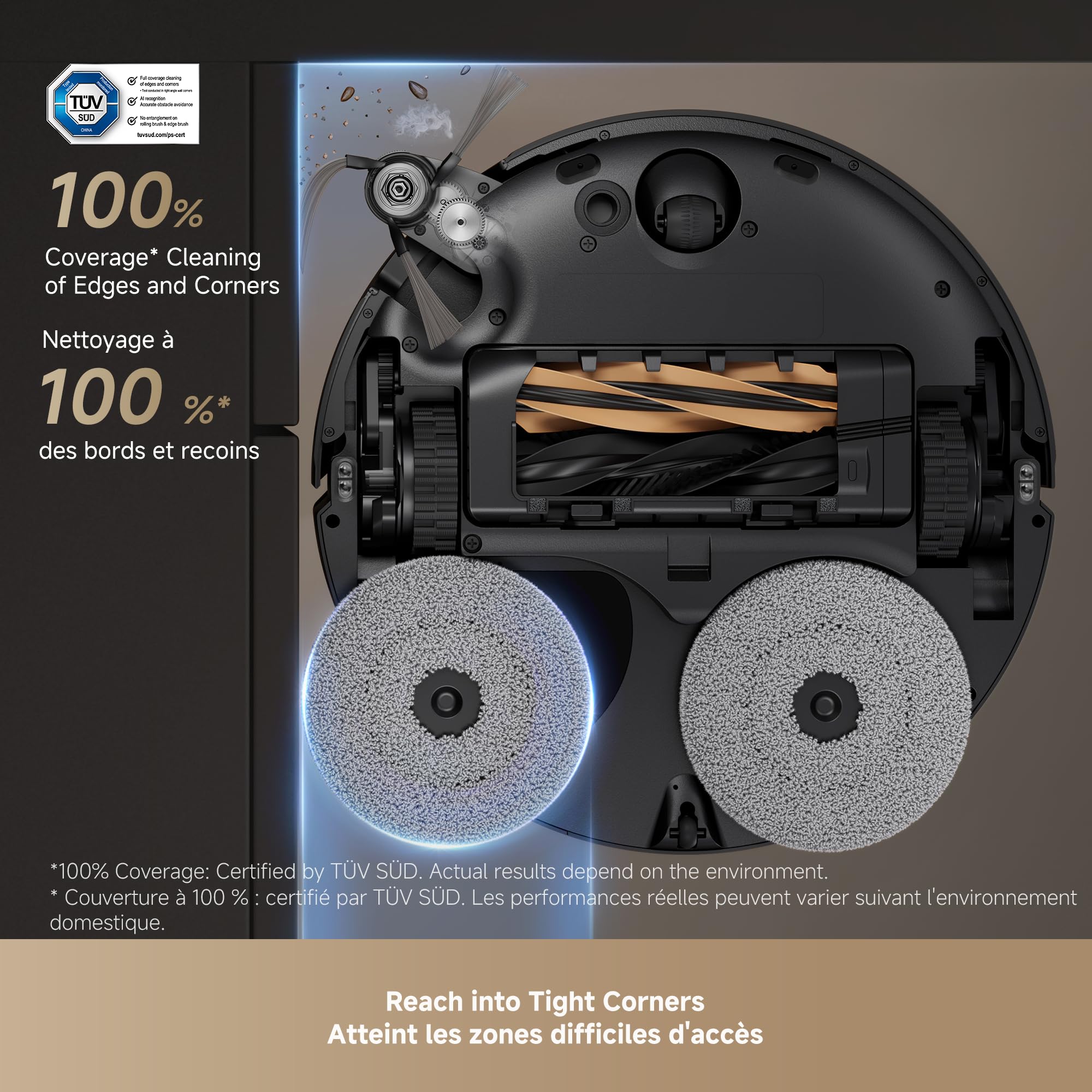 DREAME Aqua10 Roller AE Robot Vacuum, Roller Mop Fresh Water Mopping, Carpet-Safe Roller Guard, Auto-Empty, 30,000Pa Suction, 212℉ Hot Water Mop Washing, Hot Air Drying, 100% Detangling, Voice Control