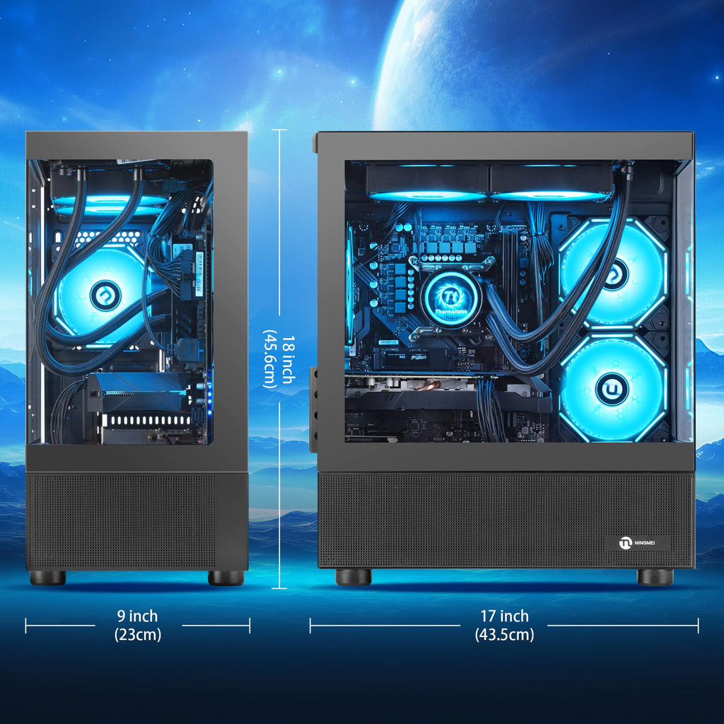 NINGMEI Prebuilt Gaming PC AMD Ryzen 7 5700X RTX 5060 8GB | 32GB DDR4 RAM 1TB Gen4 NVMe M.2 SSD,650W PSU WiFi Ready & Windows 11 Home Gaming Desktop Computer Black