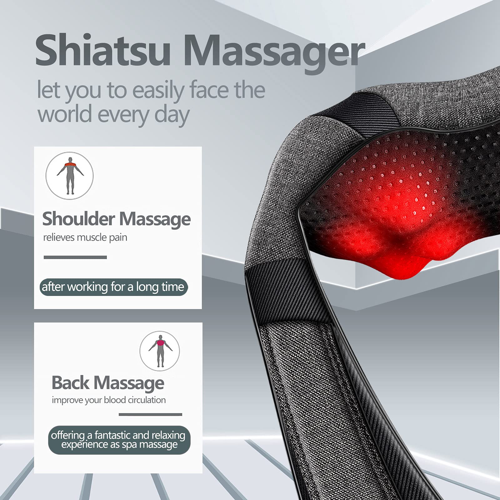 Mirakel Fathers Day Dad Gifts for Husband Men, Neck Massager for Pain Relief Deep Tissue, Electric Shiatsu Shoulder & Back Massager with Heat, Mothers Day Gifts for Mom Wife Women Her (NOT Cordless)