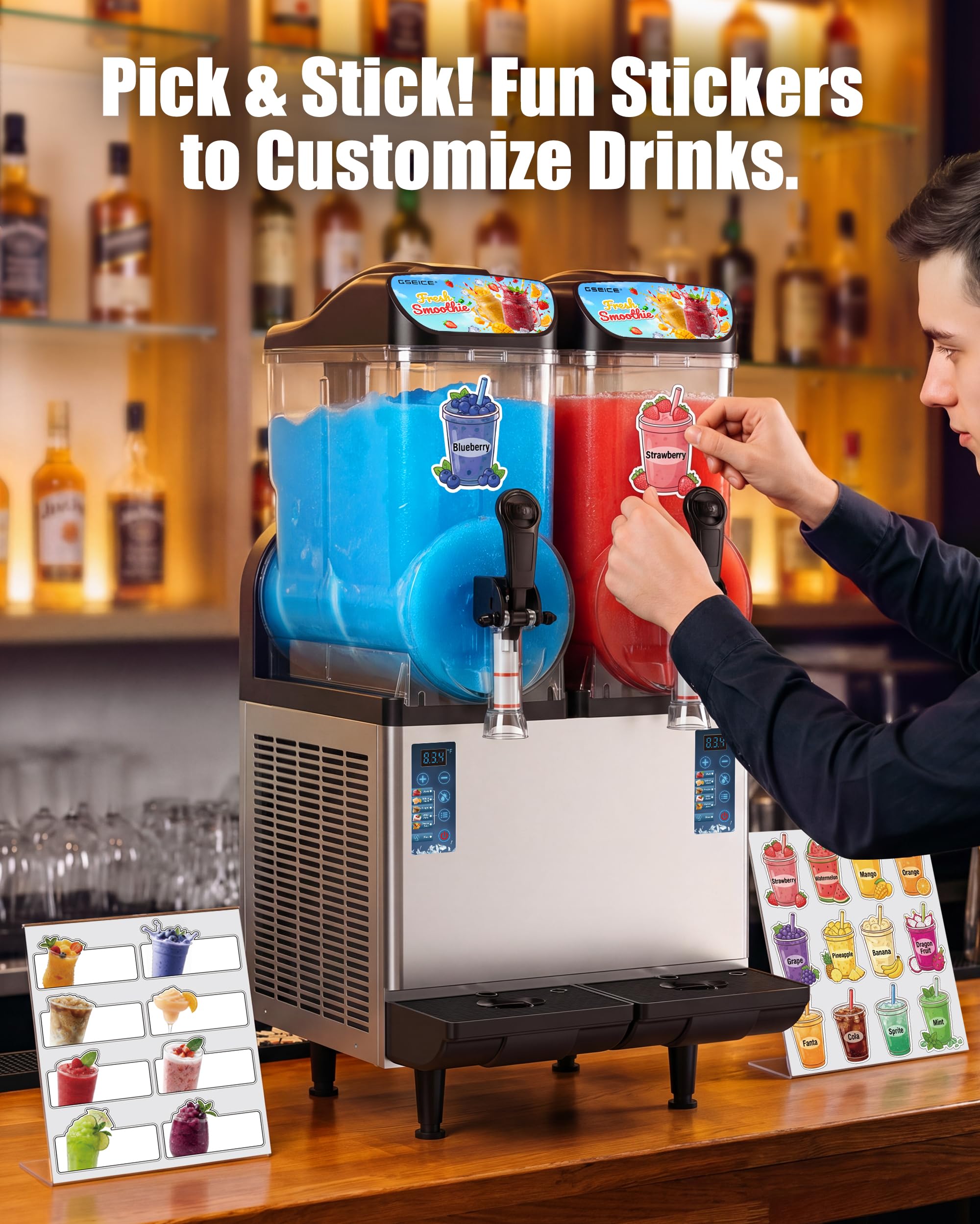 Commercial Slushy Machine 8Gal/30L, Margarita Slushie Smoothie Frozen Drink Maker,5-in-1,Wine Daiquiri Frapper Dispenser for Restaurants, Bars,Cafe and Home Party