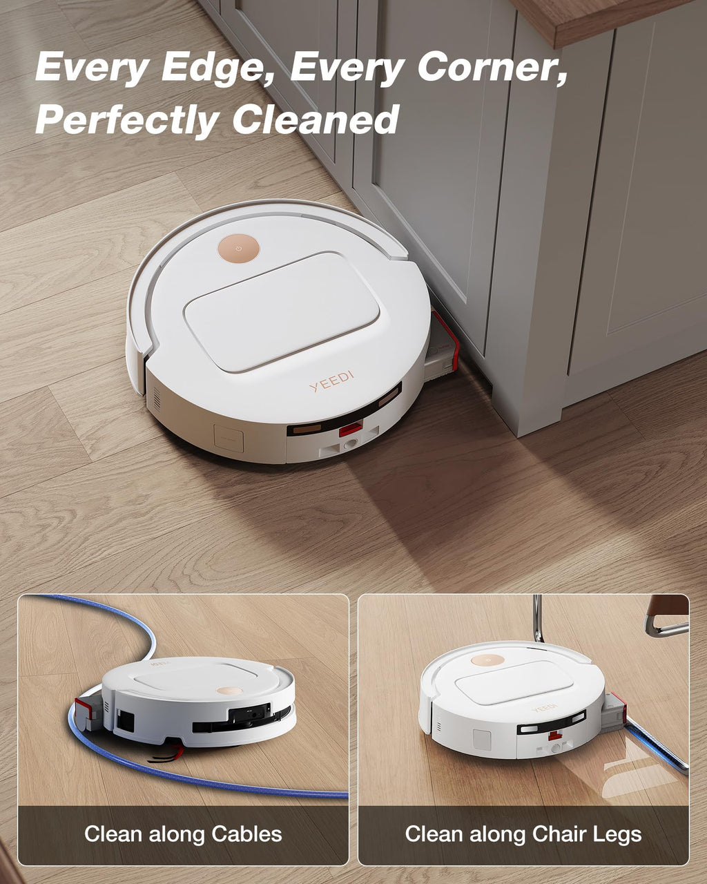 Yeedi M14 Plus Robot Vacuum and Mop, 18,000Pa Suction, OZMO Roller Instant Self-Washing Mopping, 167℉ Smart Dynamic Hot Wash & Auto-Dry, ZeroTangle 3.0 Anti-Hair Brush, All-in-One Omni Station, Black